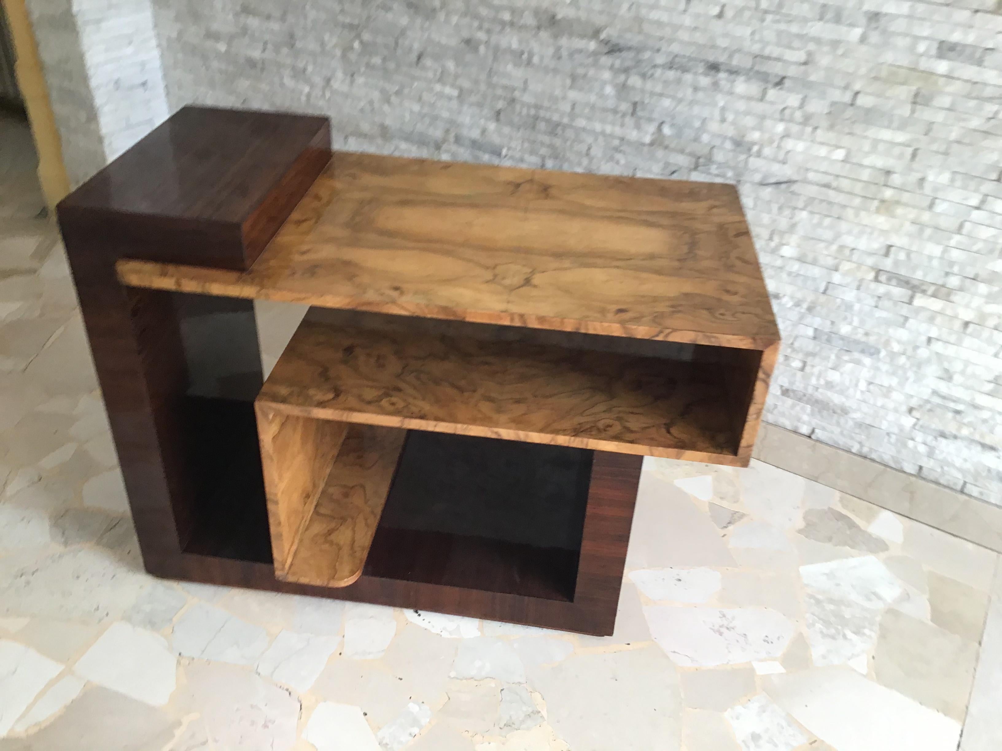 Mid-20th Century Osvaldo Borsani  Coffe Table/Etagere/secretaire Wood Brass 1940 Italy in vendita
