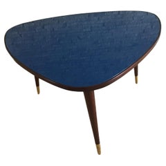 Table basse Osvaldo Borsani en bois, laiton et verre, Italie, 1950