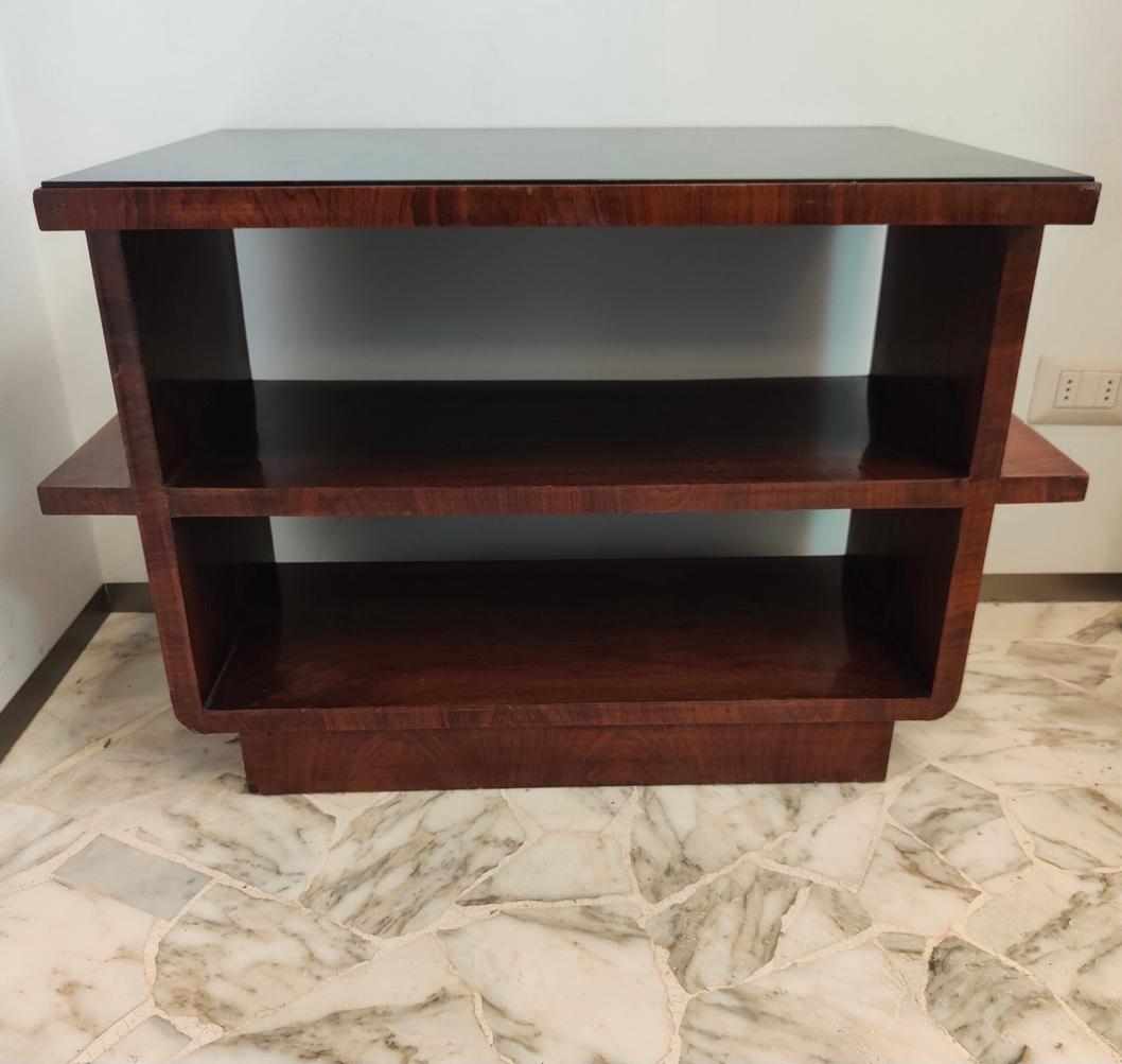 Osvaldo Borsani Tavolino da caffè in vetro opalino nero Wood 1930 Italia in vendita 3