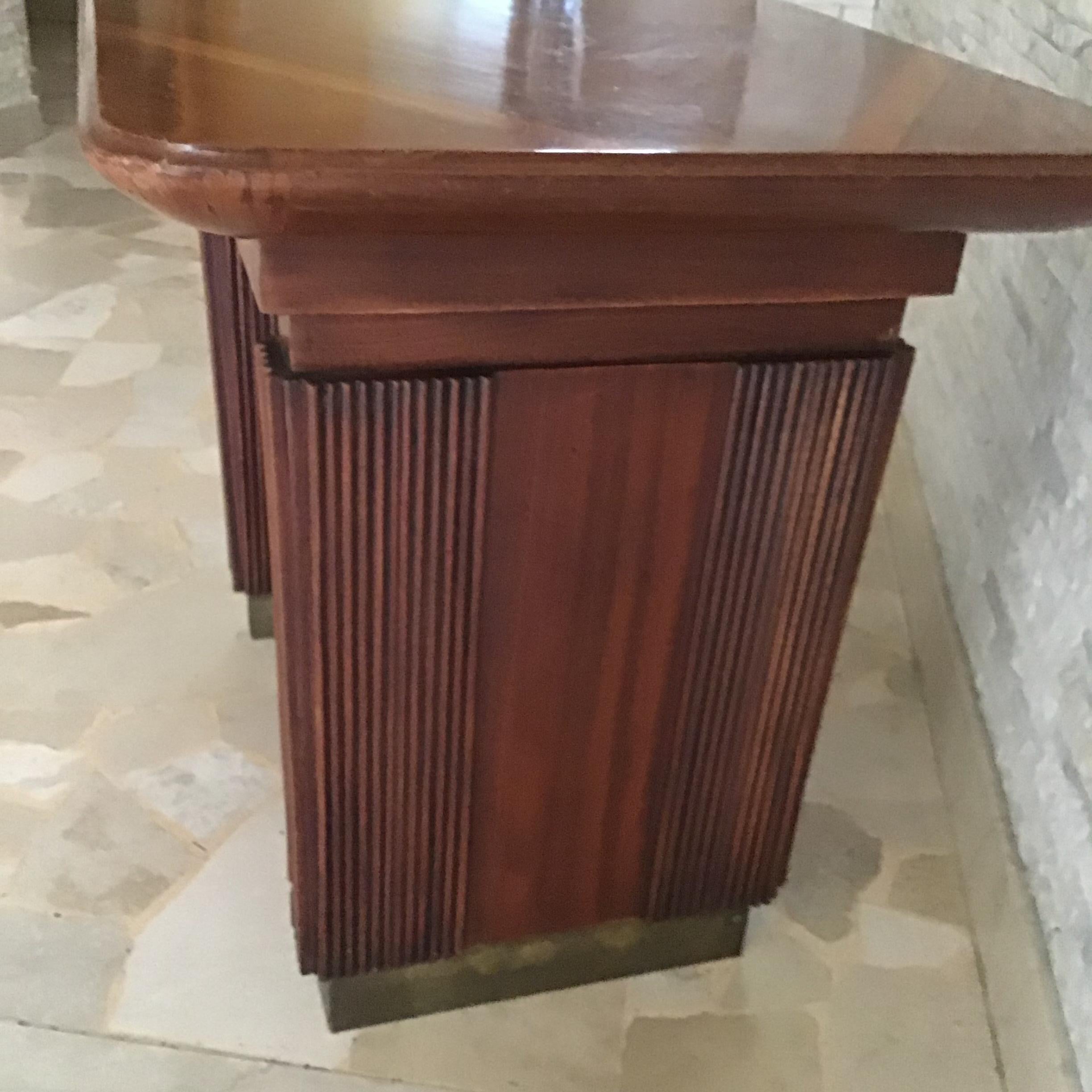 Osvaldo Borsani Coffee Table Brass Wood 1950 Italy  For Sale 5