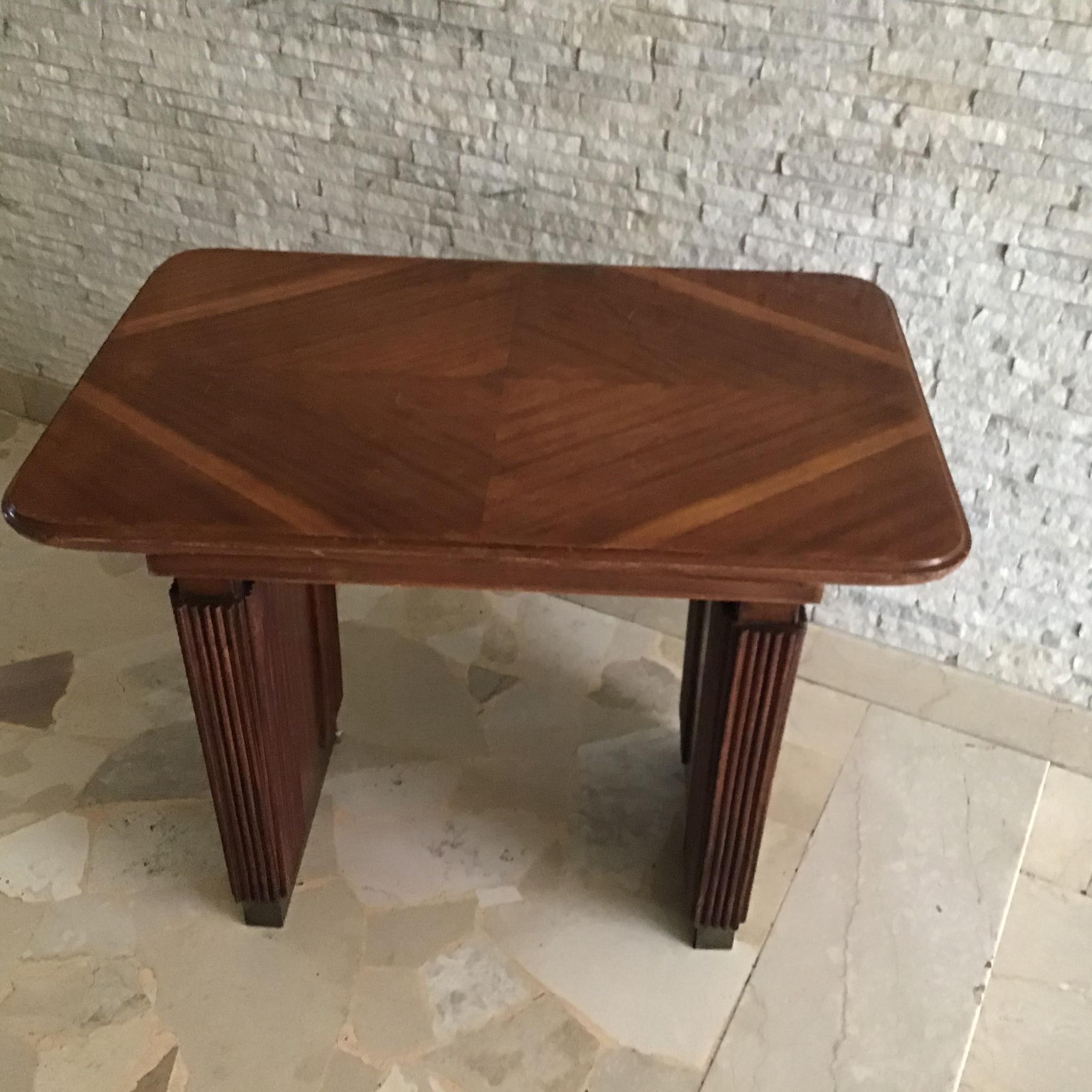Osvaldo Borsani Coffee Table Brass Wood 1950 Italy  In Good Condition For Sale In Milano, IT