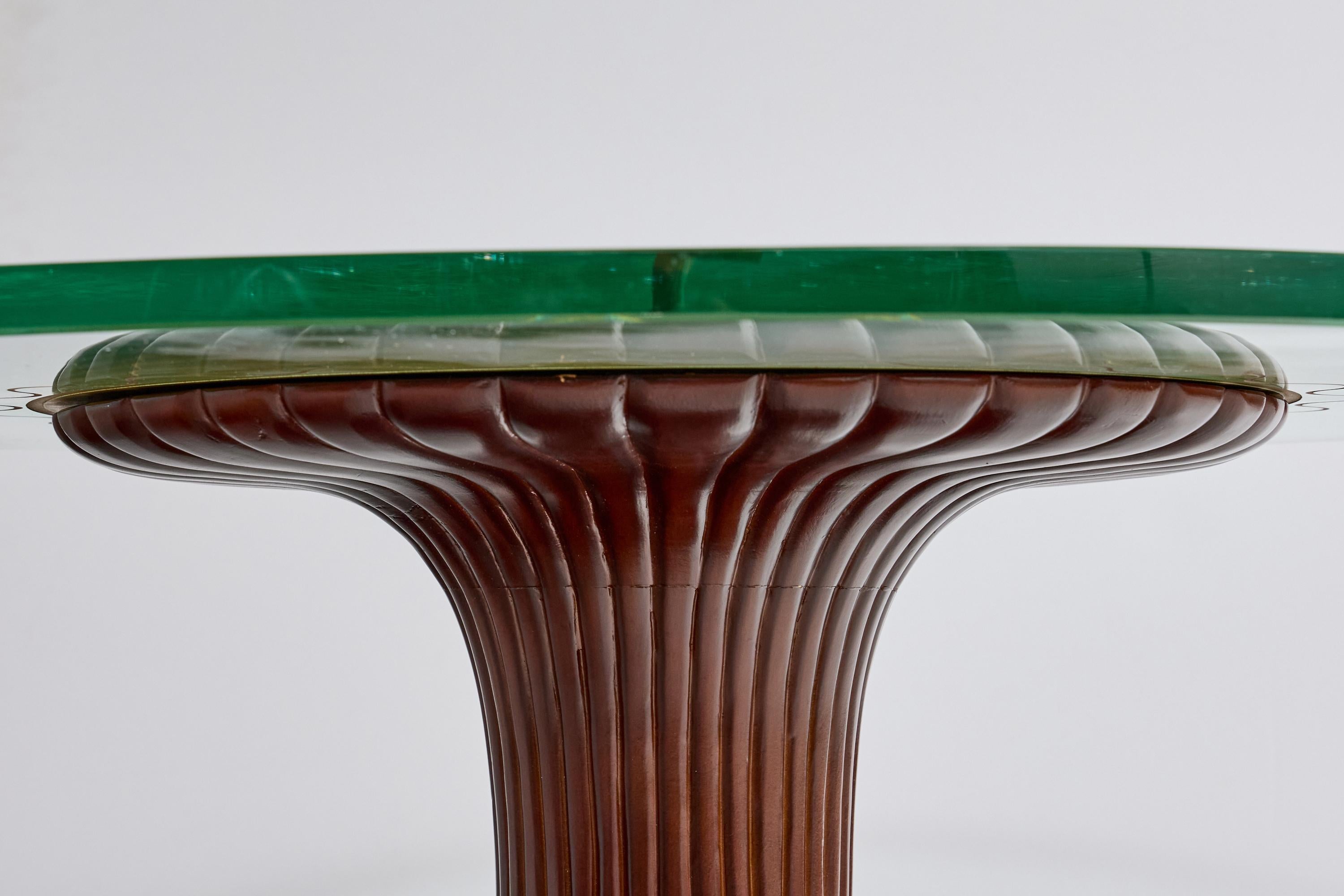 Mid-20th Century Osvaldo Borsani, Coffee Table, Mahogany, Glass, Italy, 1940s For Sale