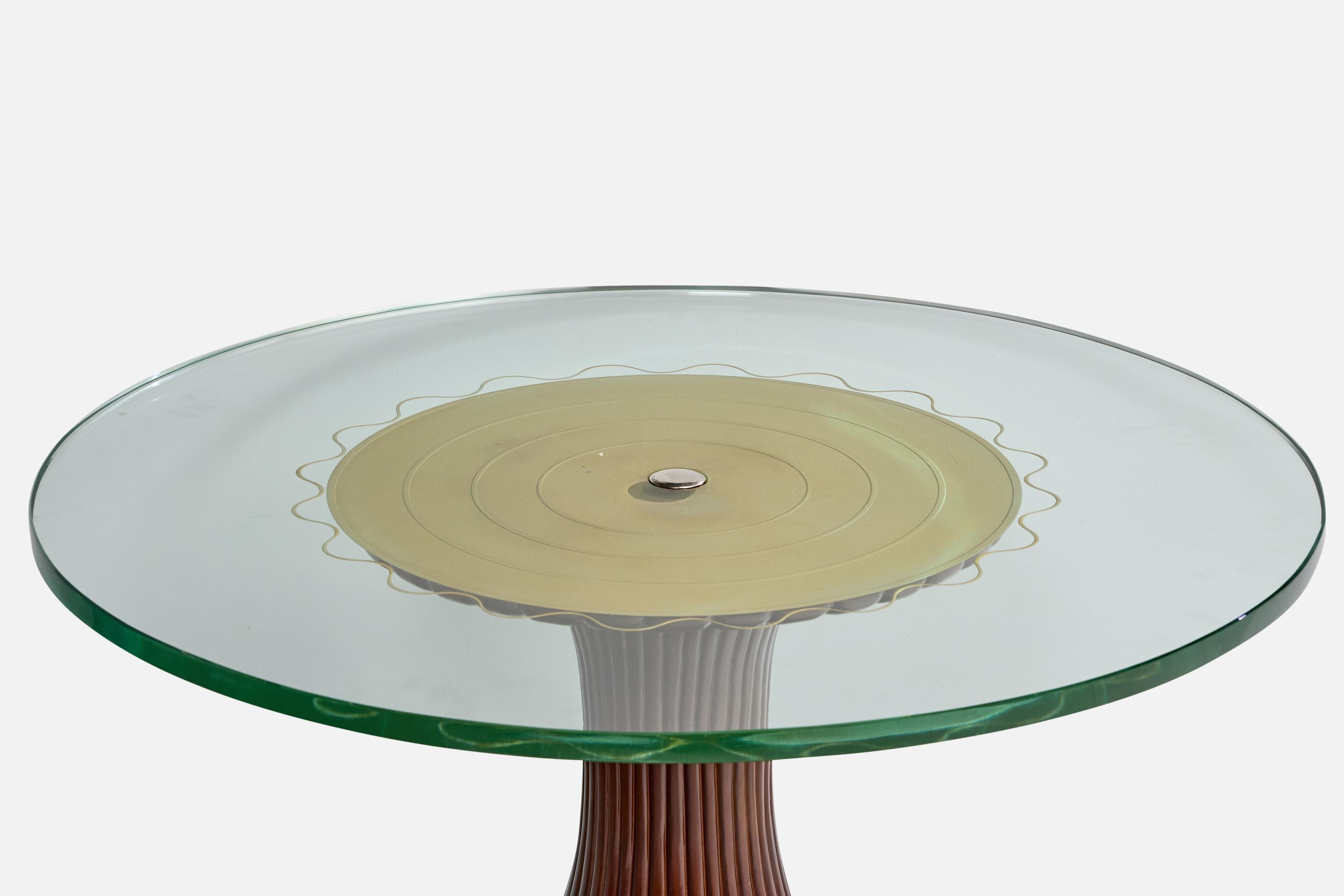 Osvaldo Borsani, Coffee Table, Mahogany, Glass, Italy, 1940s For Sale 1