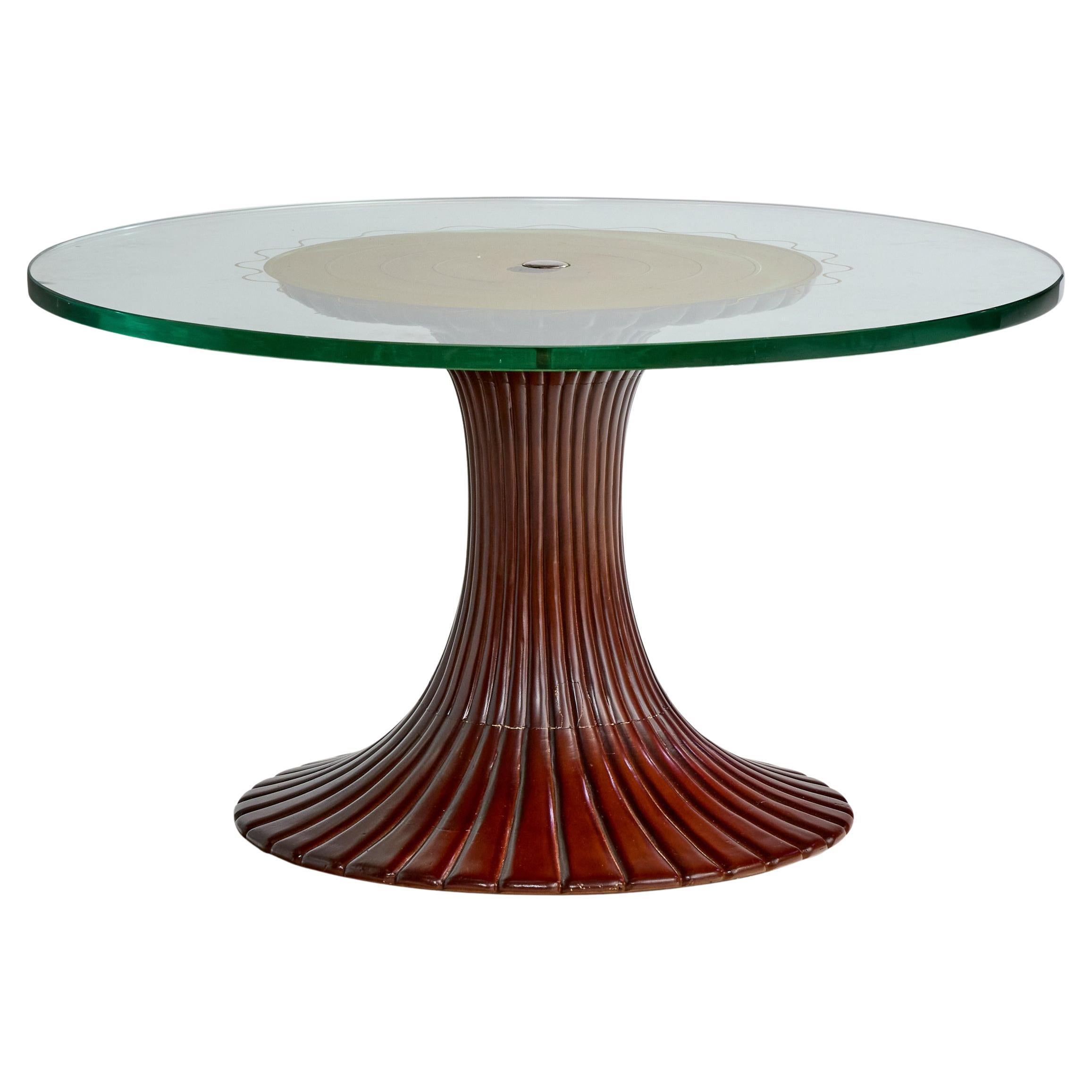 Osvaldo Borsani, Coffee Table, Mahogany, Glass, Italy, 1940s