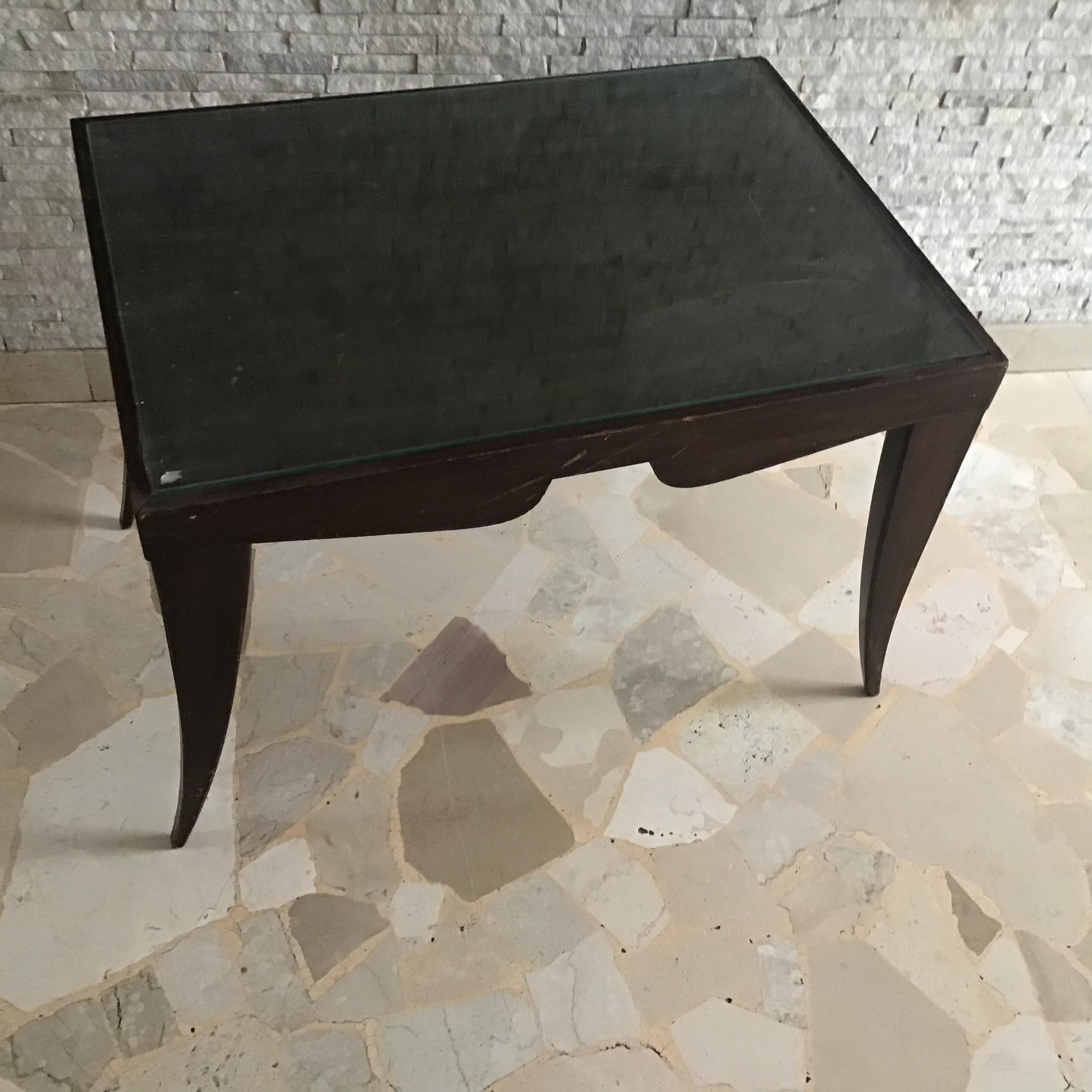 Osvaldo Borsani  Coffee ' Table. Wood Glass 1950 Italy  In Good Condition For Sale In Milano, IT