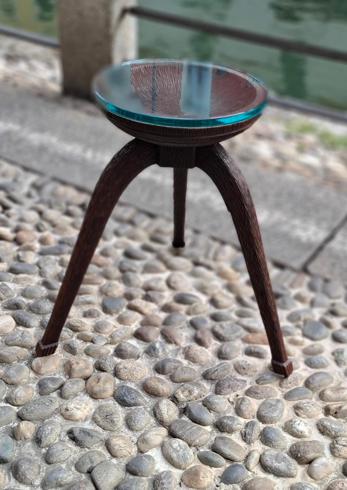 Italiano Fontana Arte TABLE DA CAFFE' IN VETRINA DI LEGNO 1950 ITALIA in vendita
