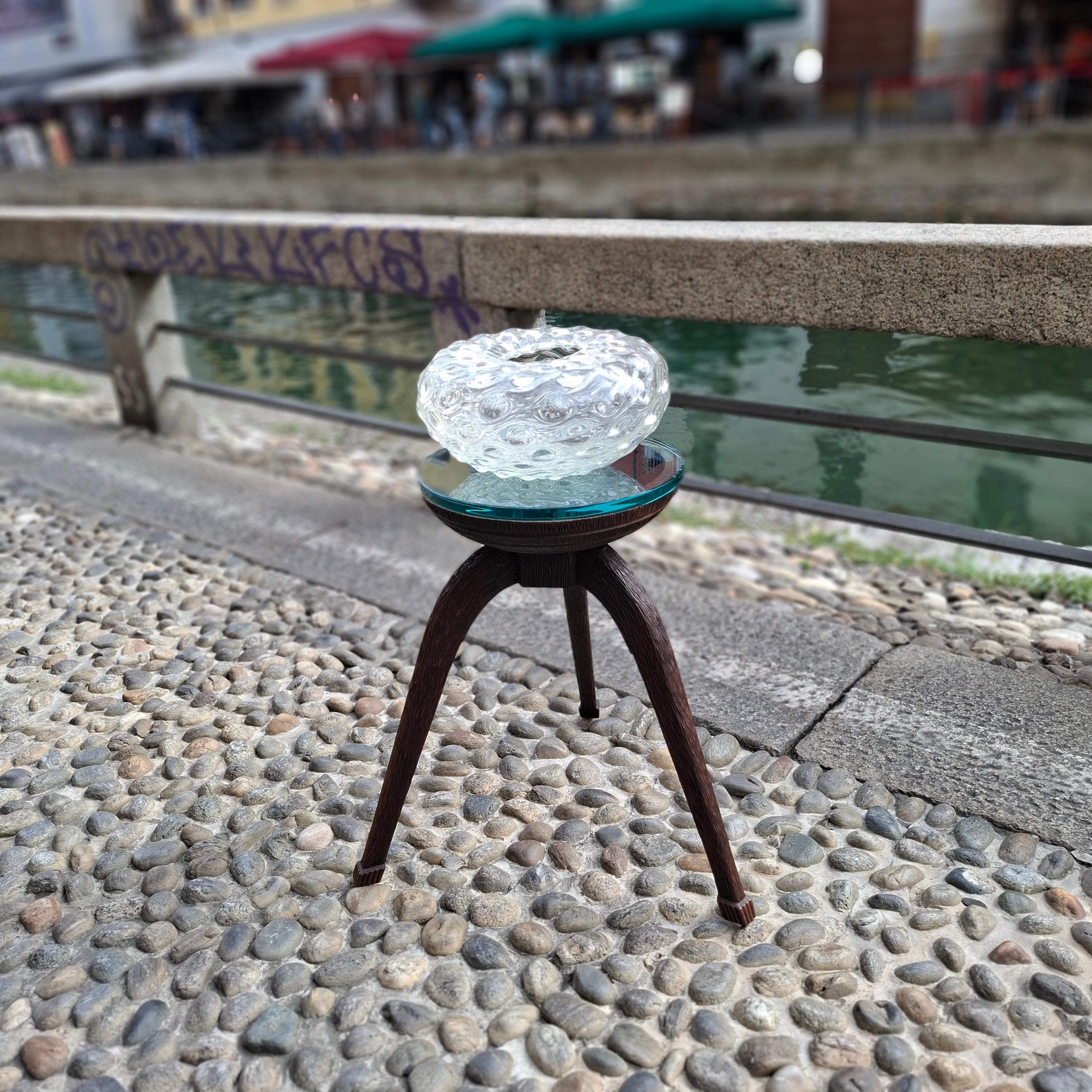 Metà XX secolo Fontana Arte TABLE DA CAFFE' IN VETRINA DI LEGNO 1950 ITALIA in vendita