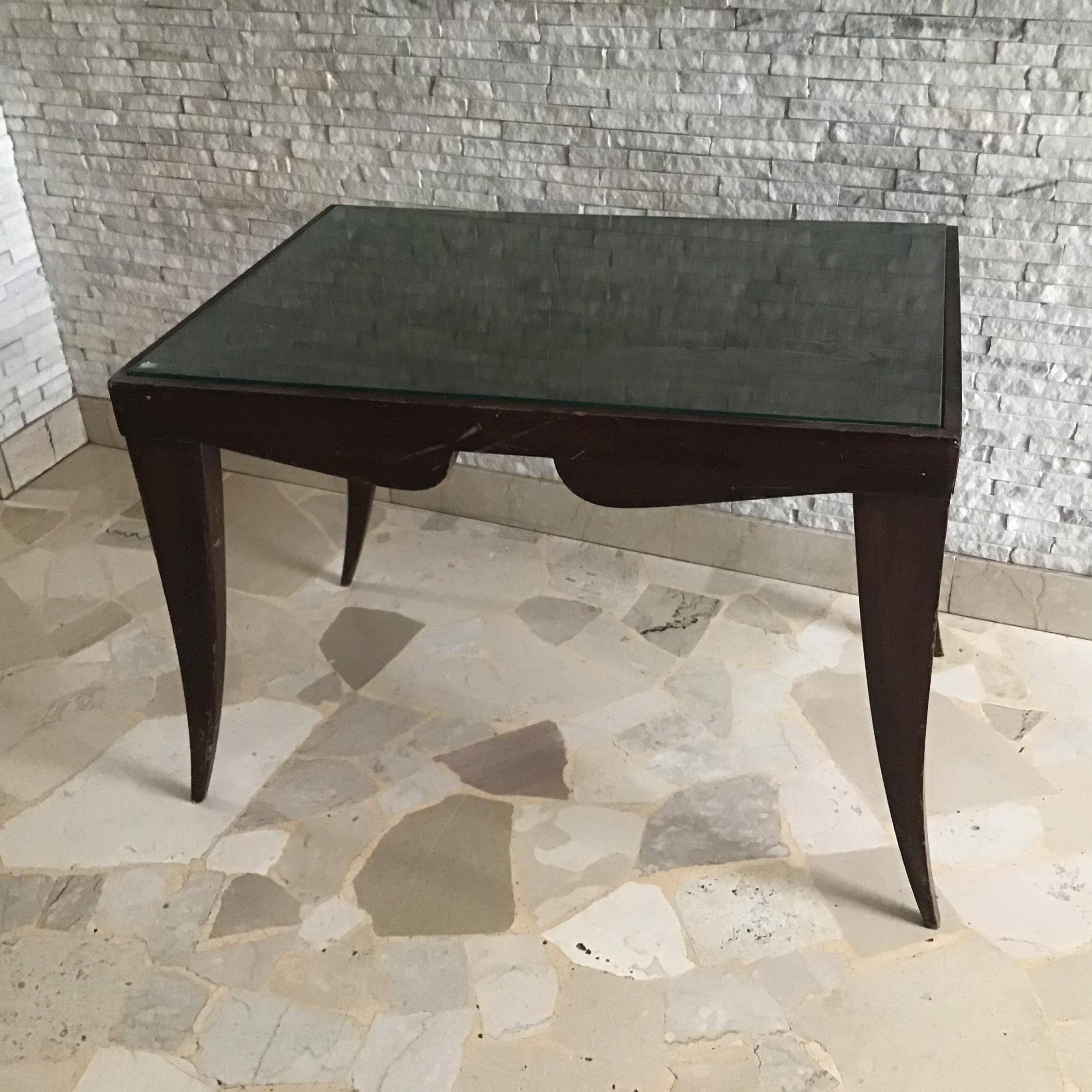 Osvaldo Borsani  Coffee ' Table. Wood Glass 1950 Italy  For Sale 4