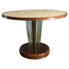 Osvaldo Borsani Coffee Table Wood Glass Parchment, 1950, Italy