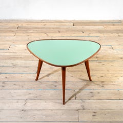 Osvaldo Borsani Couchtisch, Holzgestell mit Kristallplatte, 1950