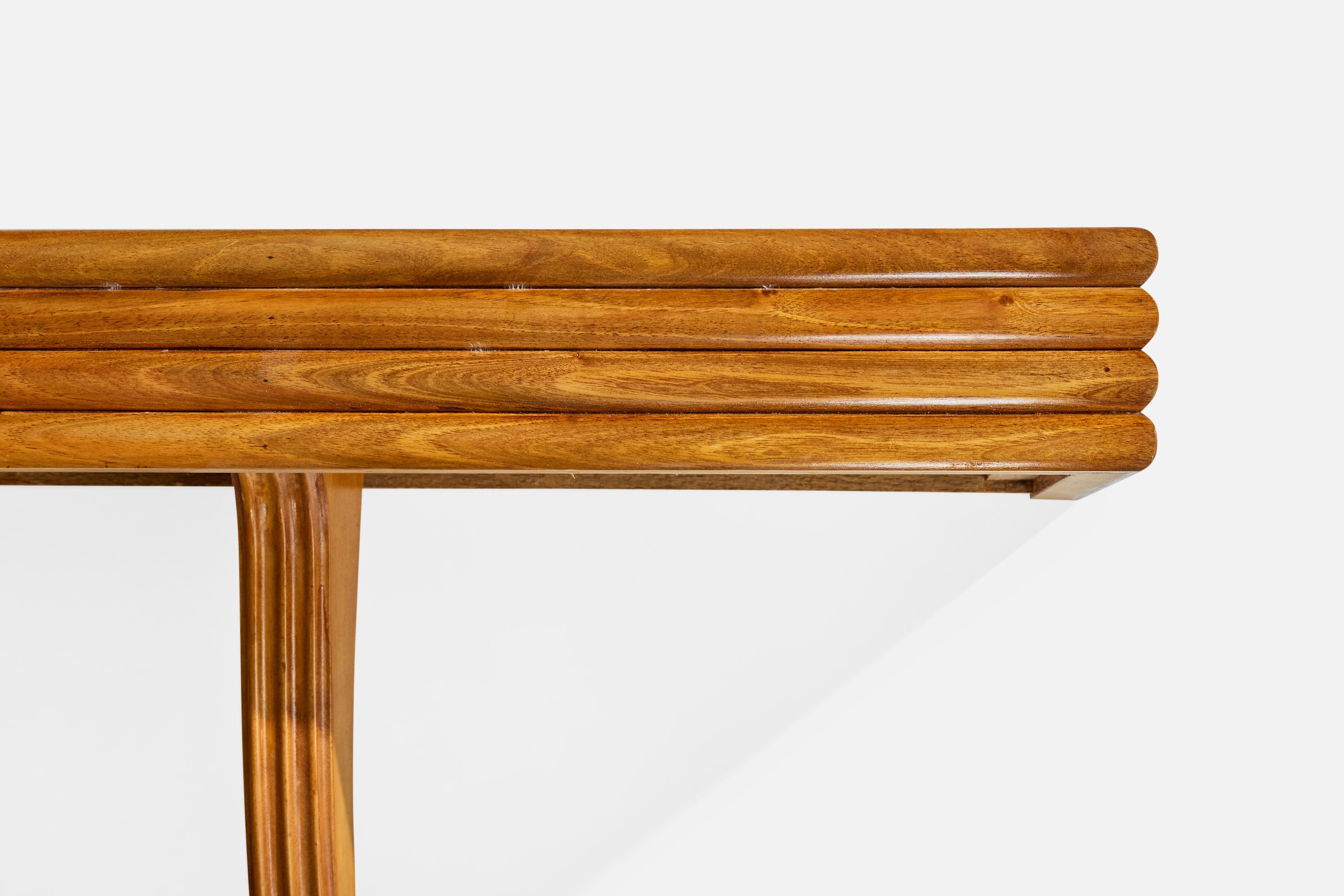 Osvaldo Borsani, Console Table, Wood, Brass, Mirror, Italy, 1940s In condizioni discrete in vendita a High Point, NC