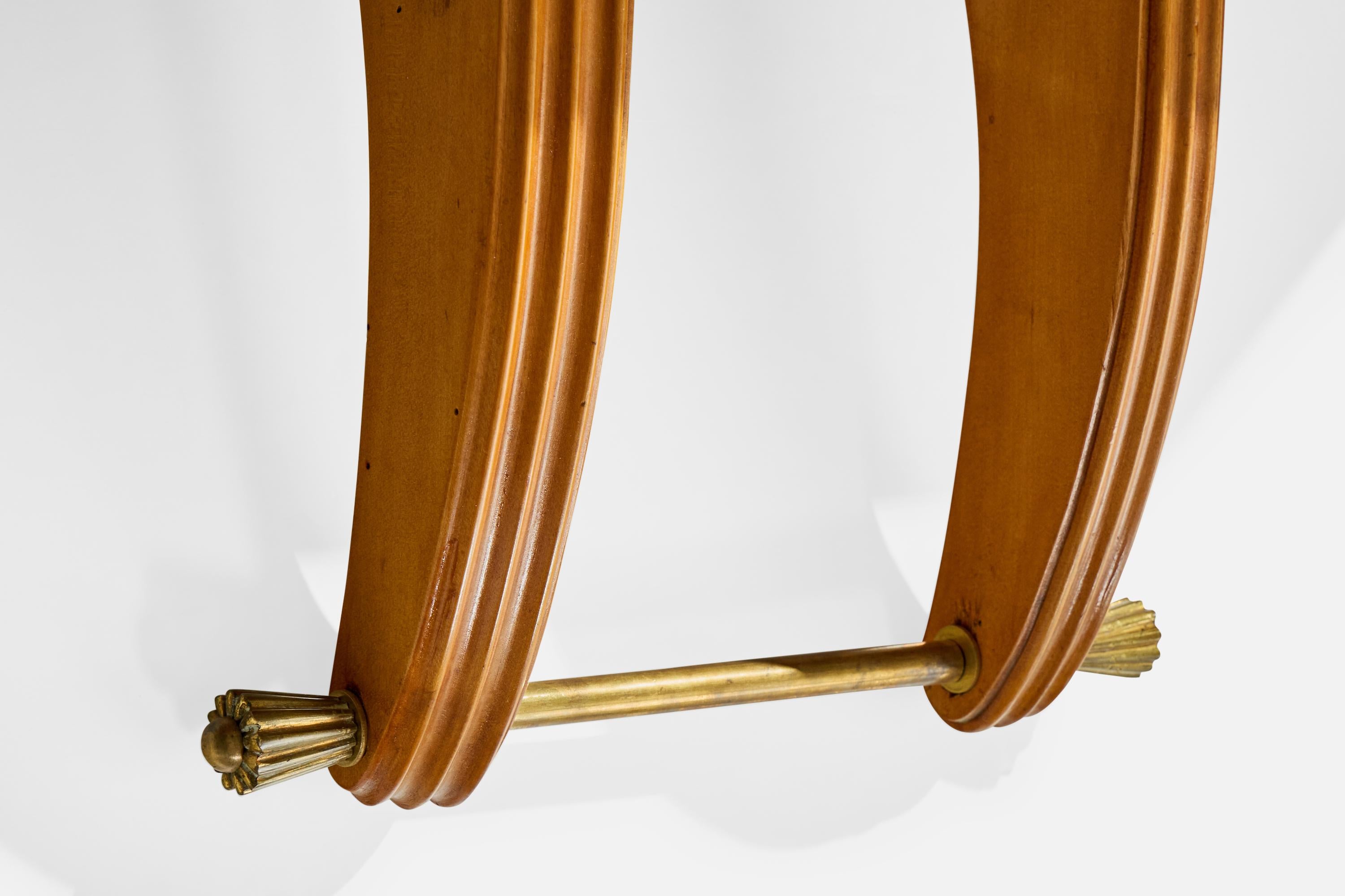 Osvaldo Borsani, Console Table, Wood, Brass, Mirror, Italy, 1940s in vendita 1