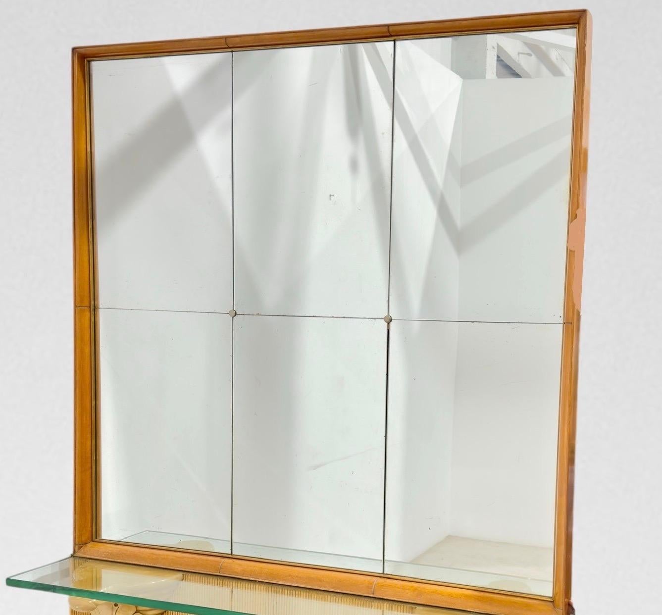 Mid-Century Modern Osvaldo Borsani, Console table with mirror circa 1950s For Sale