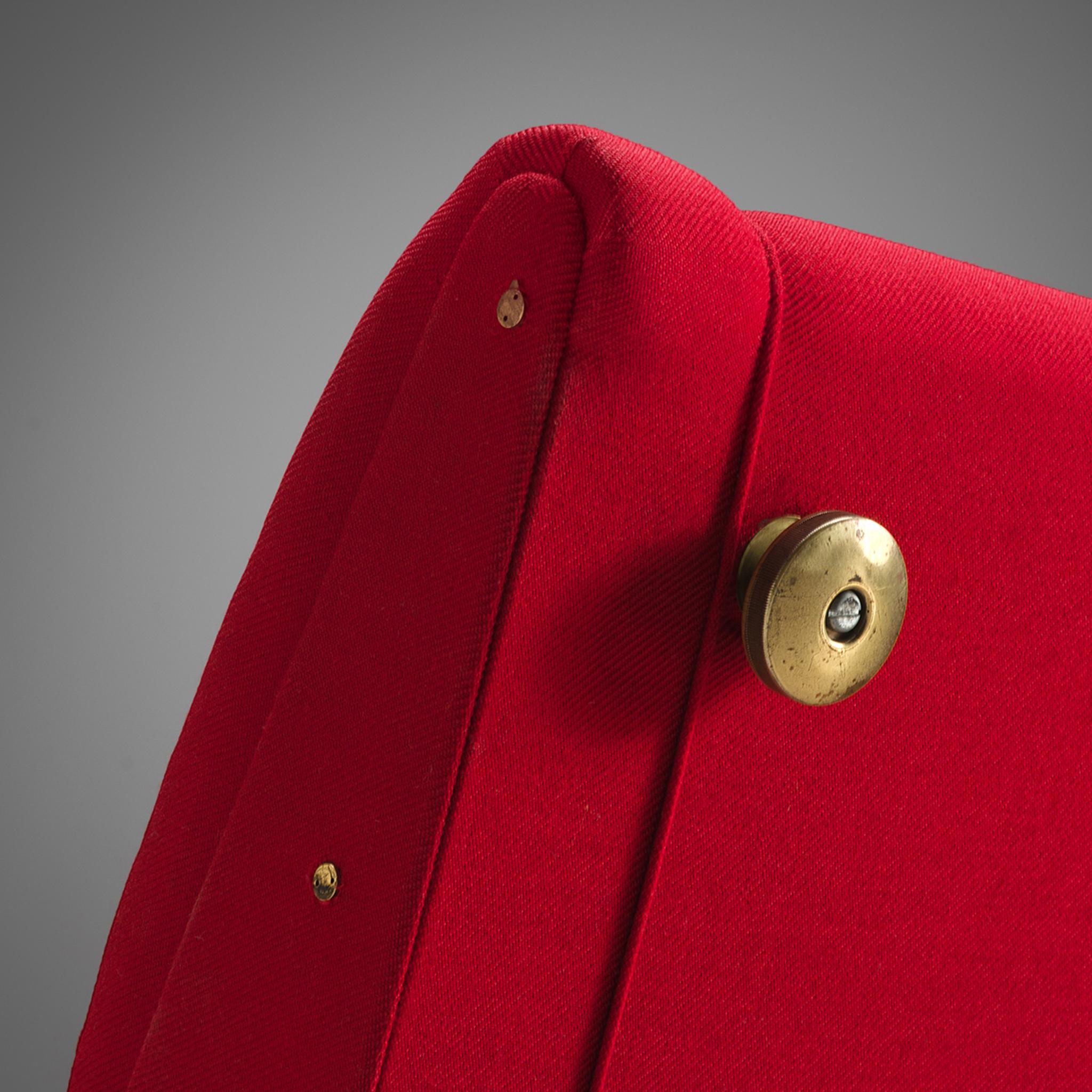 Fabric Osvaldo Borsani for Tecno 'D70' Sofa in Red Upholstery  For Sale