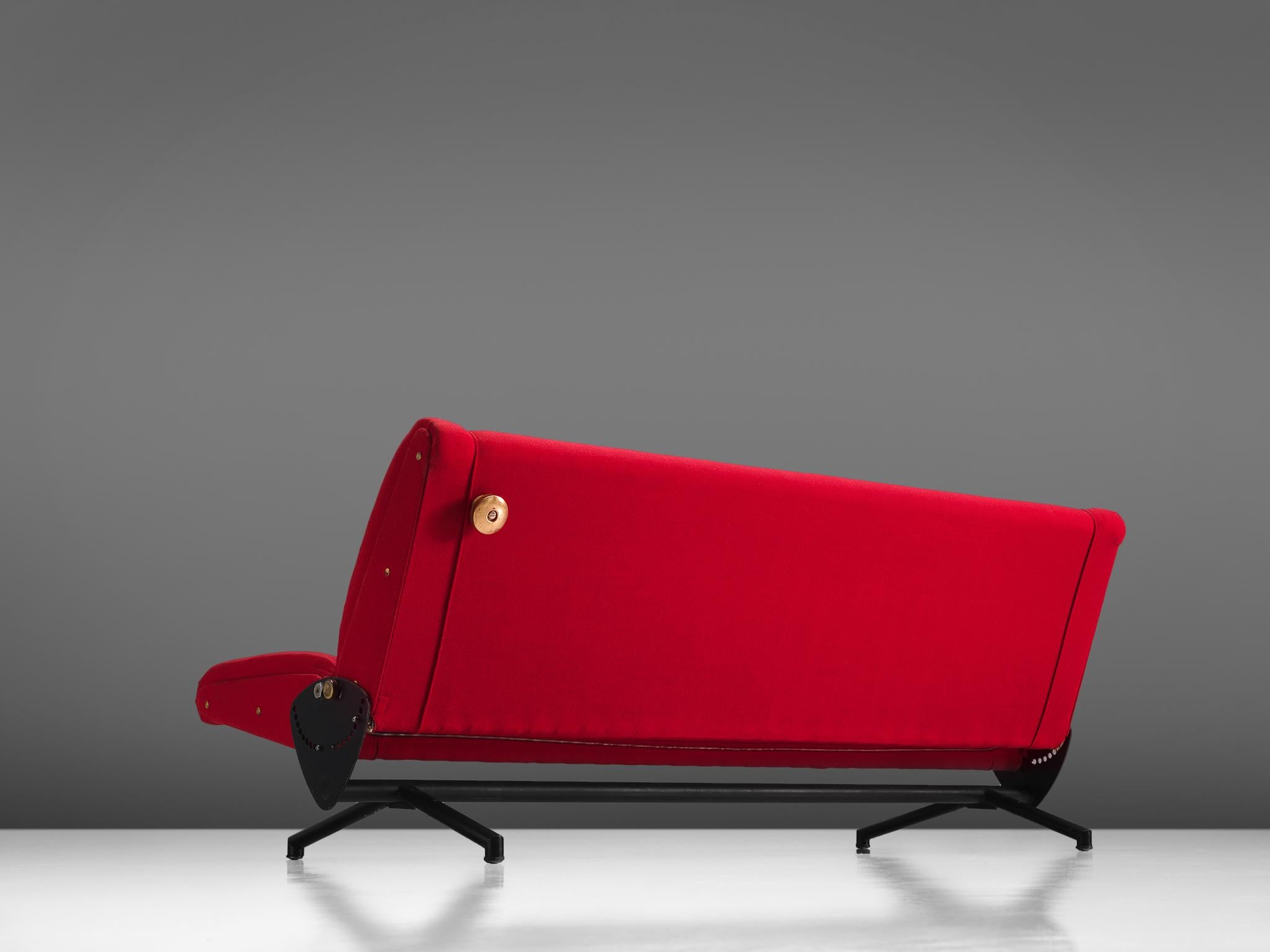 Osvaldo Borsani for Tecno 'D70' Sofa in Red Upholstery  For Sale 1
