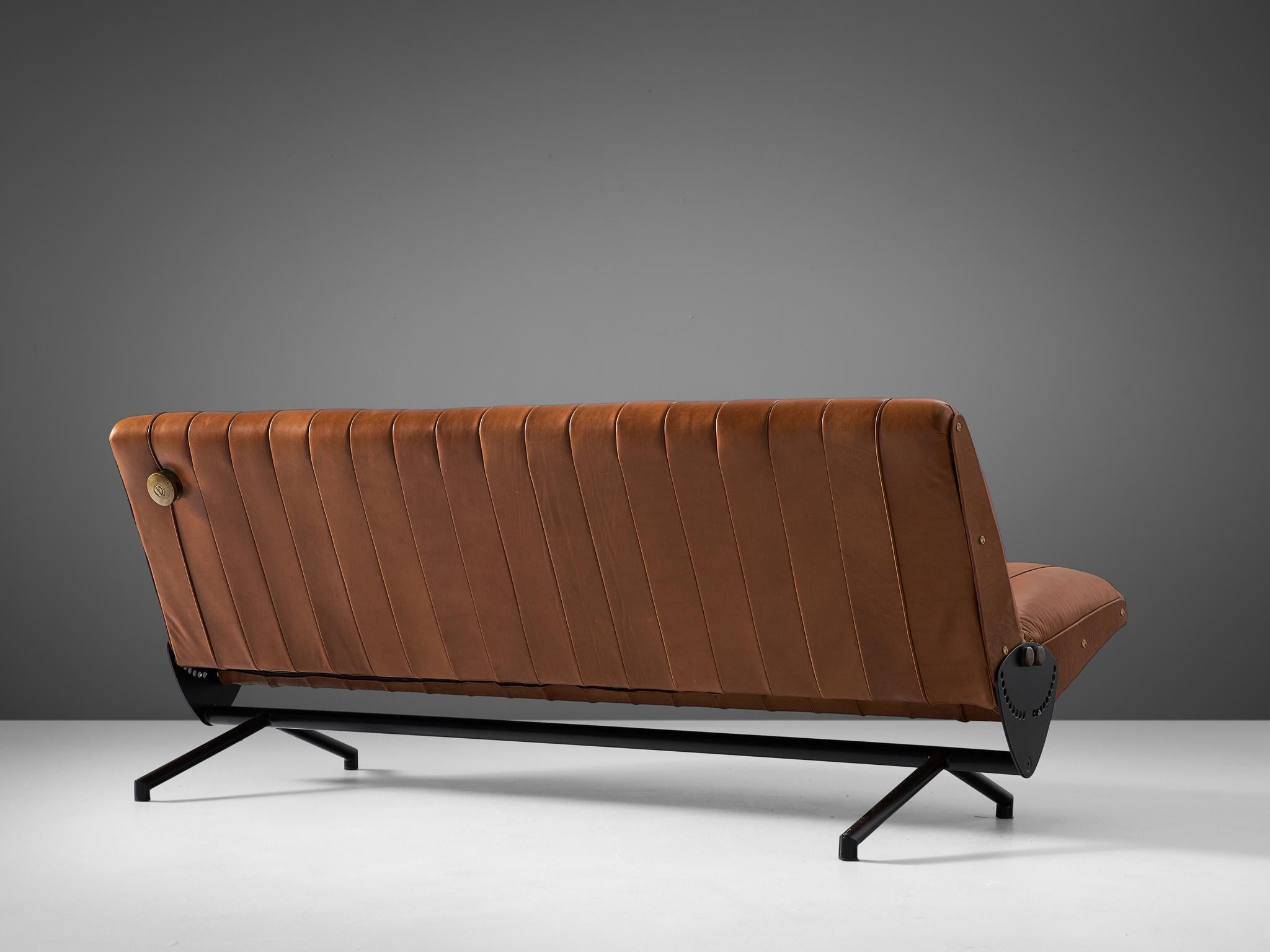 Osvaldo Borsani 'D70' Sofas in Warm Cognac Aniline Leather 2