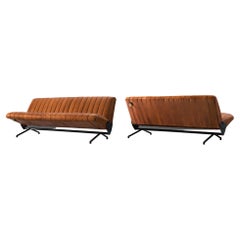 Osvaldo Borsani 'D70' Sofas in Warm Cognac Aniline Leather
