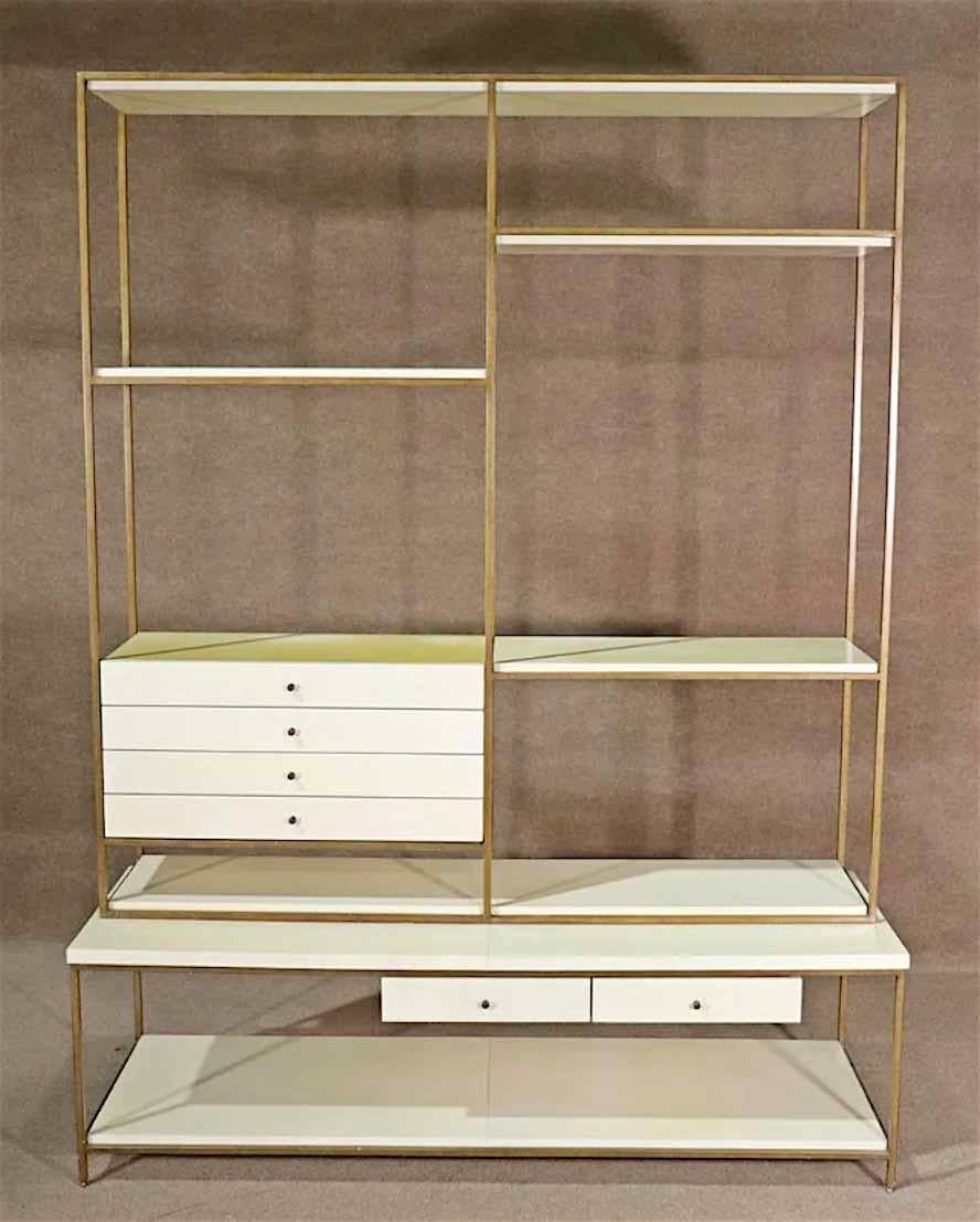 Mid-Century Modern two piece wall unit with shelving storage and drawers. Standing room divider with storage.
Please confirm location.