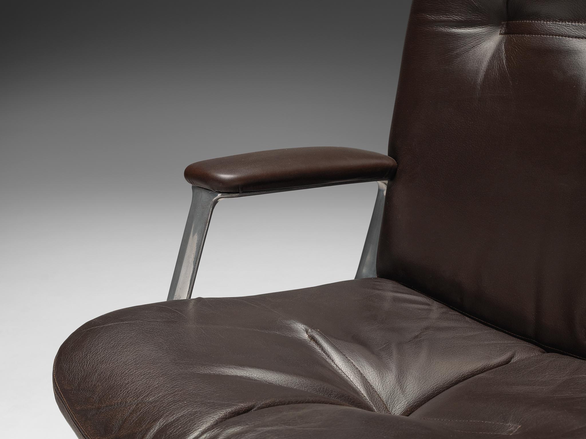 Osvaldo Borsani Desk Chair in Dark Brown Leather 2