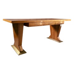 Osvaldo Borsani Desk Table Walnut Leather, Midcentury, 1940s