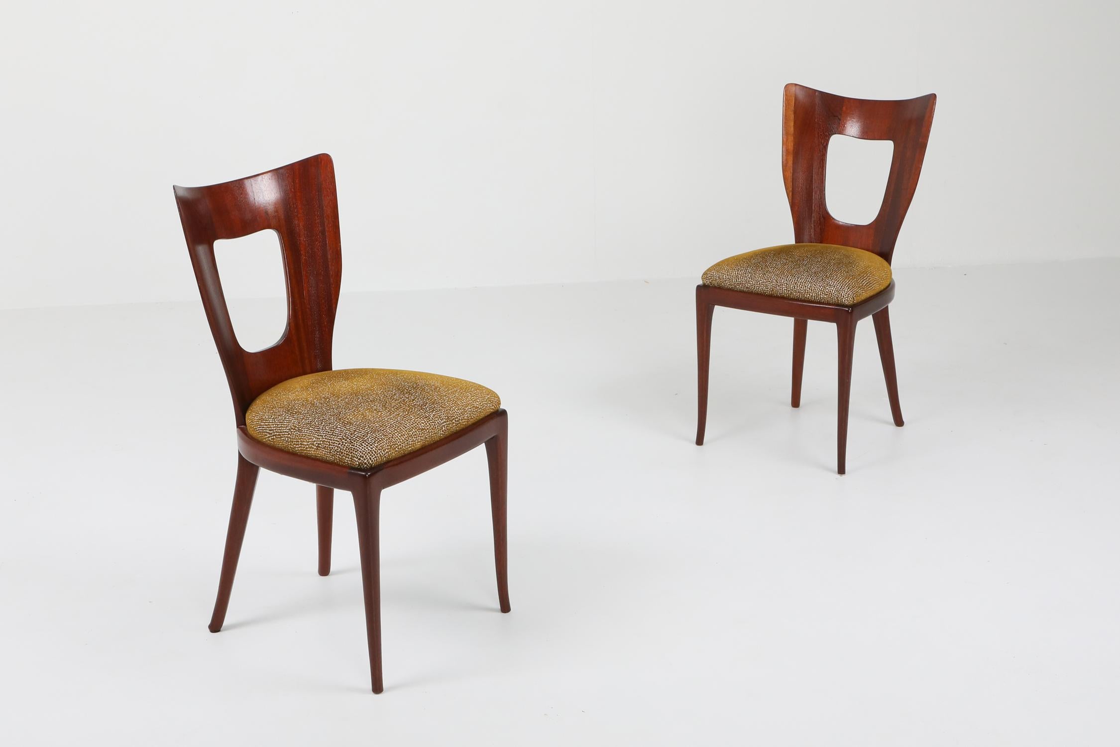 Mid-Century Modern Osvaldo Borsani Dining Chairs in Mahogany