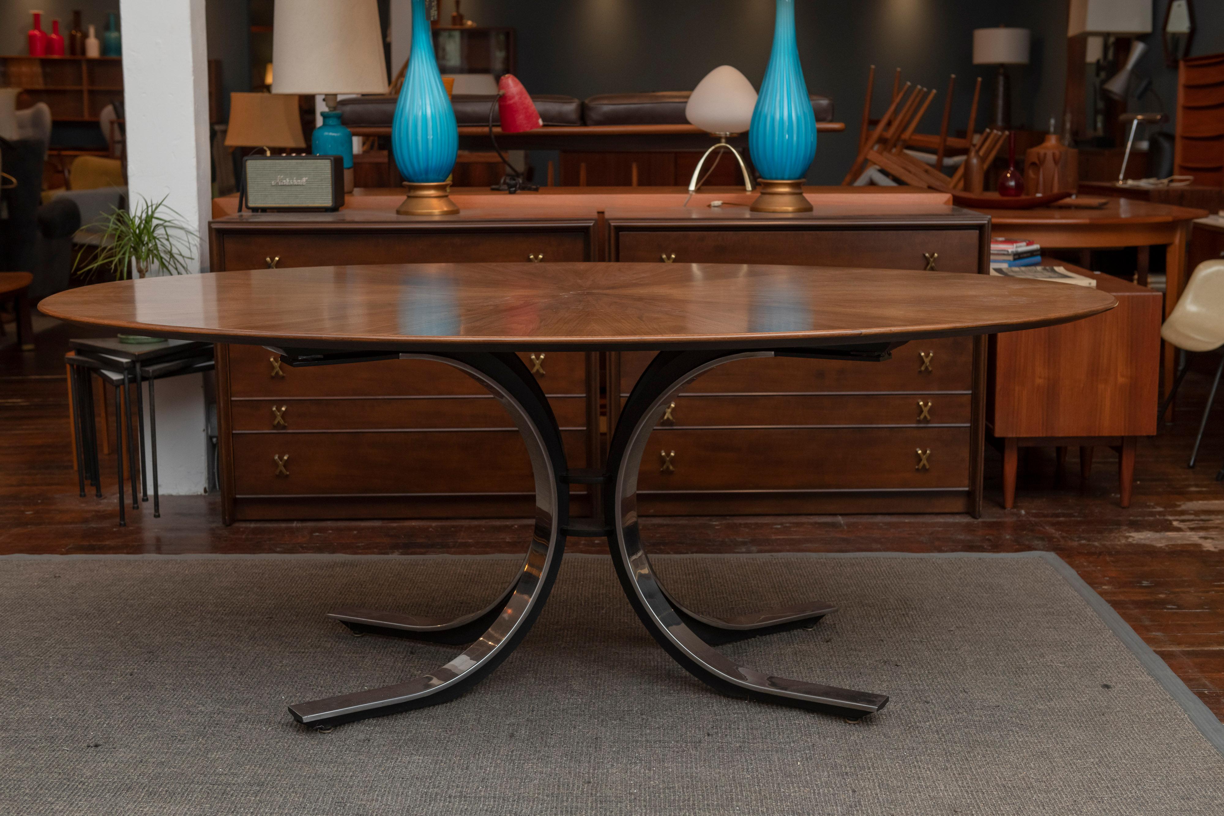 Chrome Osvaldo Borsani Dining Table for Tecno, Italy