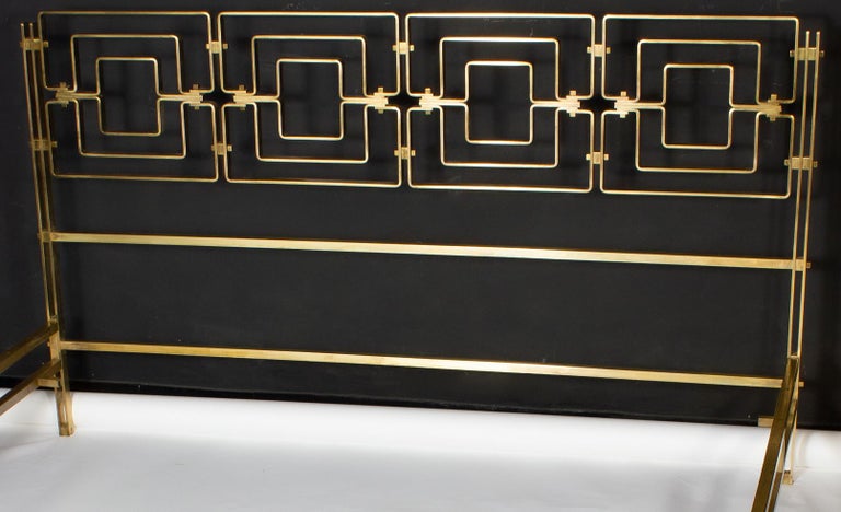 Osvaldo Borsani Elegant Bed With Brass Details 1950