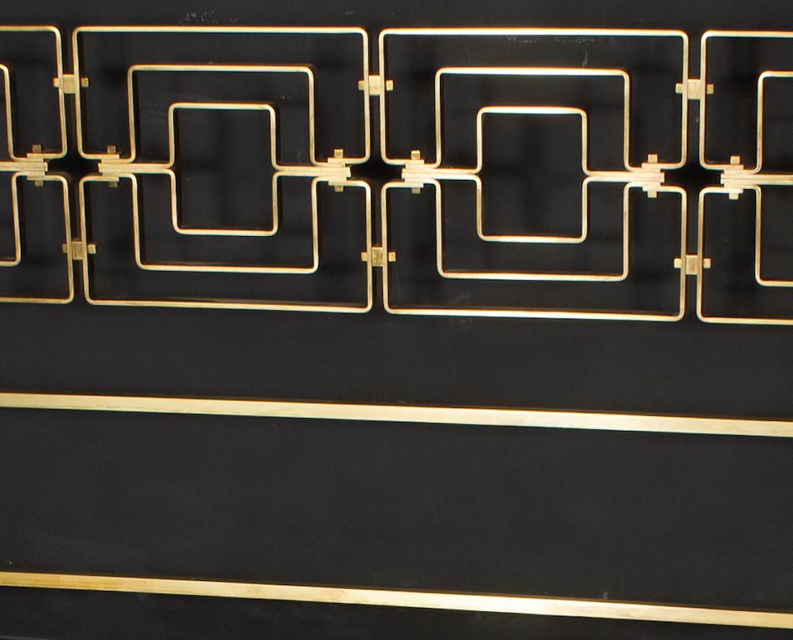 Mid-Century Modern Osvaldo Borsani Elegant Bed with Brass Details, 1950