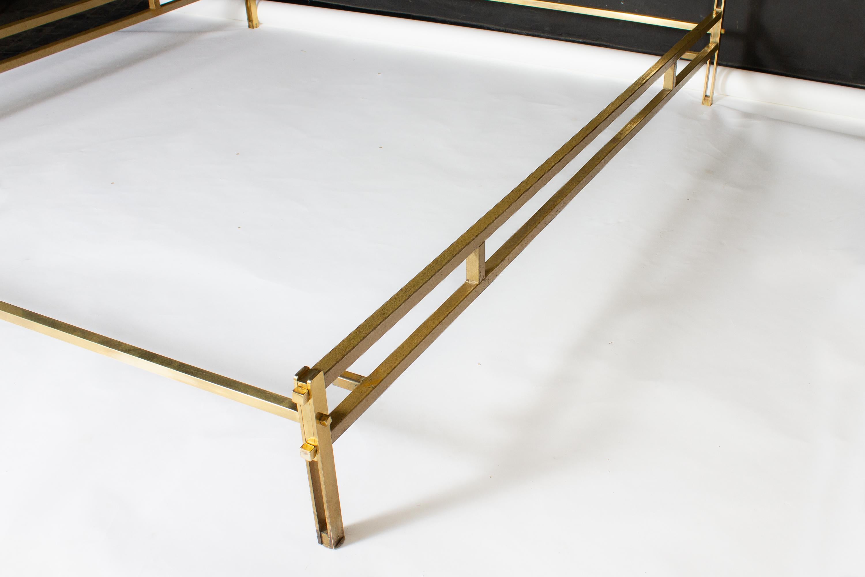 Italian Osvaldo Borsani Elegant Bed with Brass Details, 1950