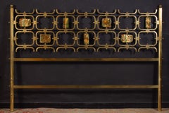 Osvaldo Borsani Elegant Bed with Brass Details by Arnaldo Pomodoro, 1950