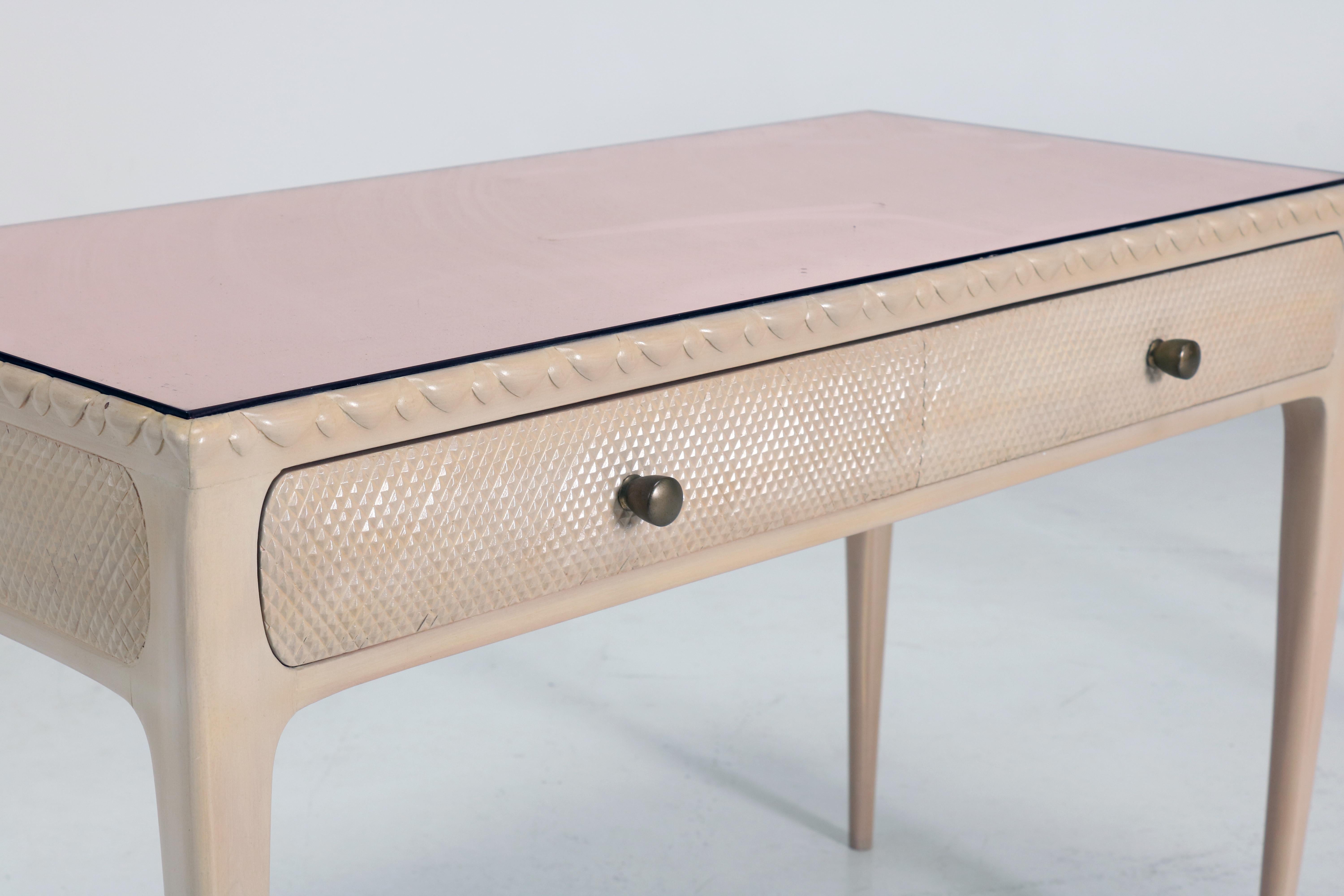 Brass Osvaldo Borsani Elegant Two bed side tables with drawers Italian Design ABV 1950 For Sale