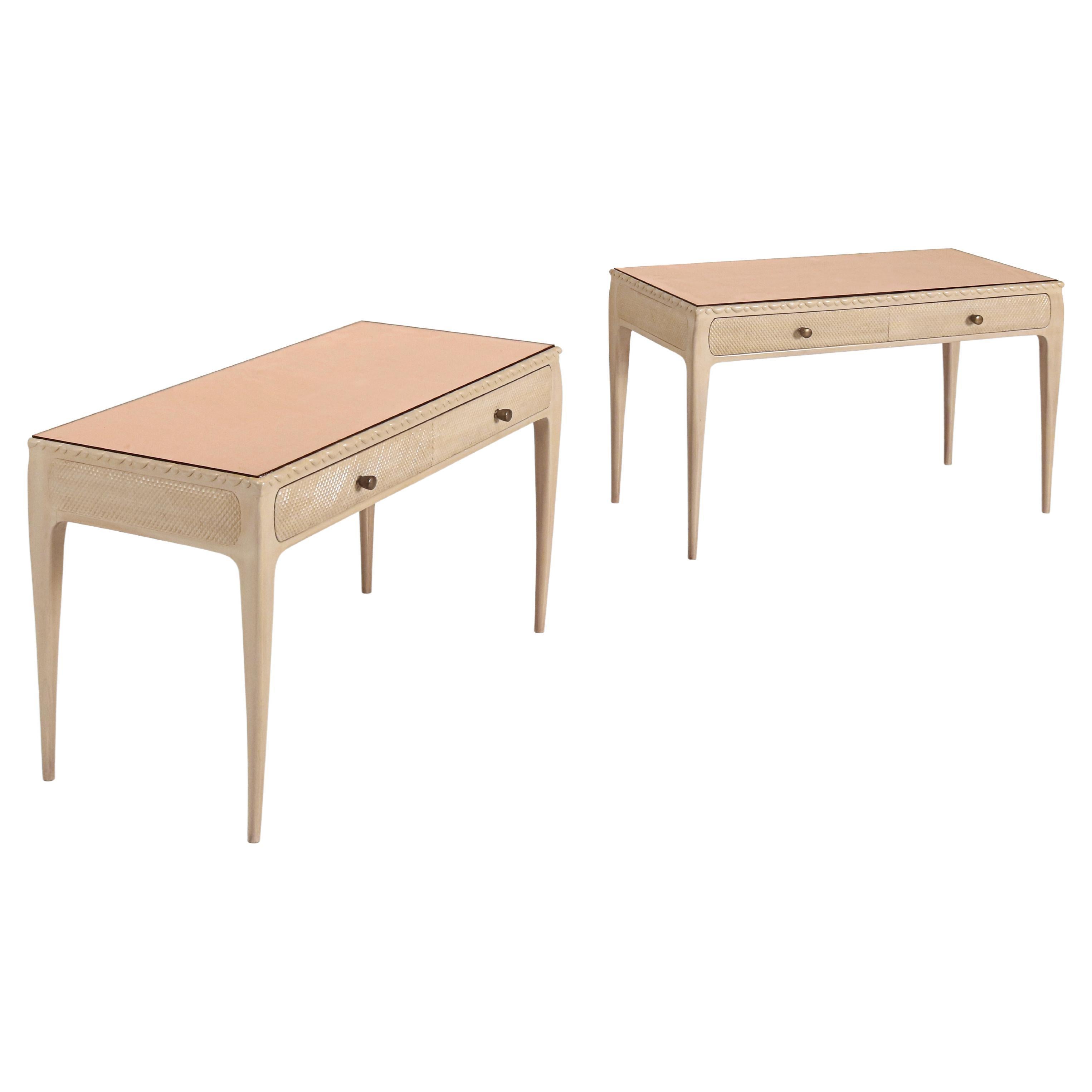 Osvaldo Borsani Elegant Two bed side tables with drawers Italian Design ABV 1950