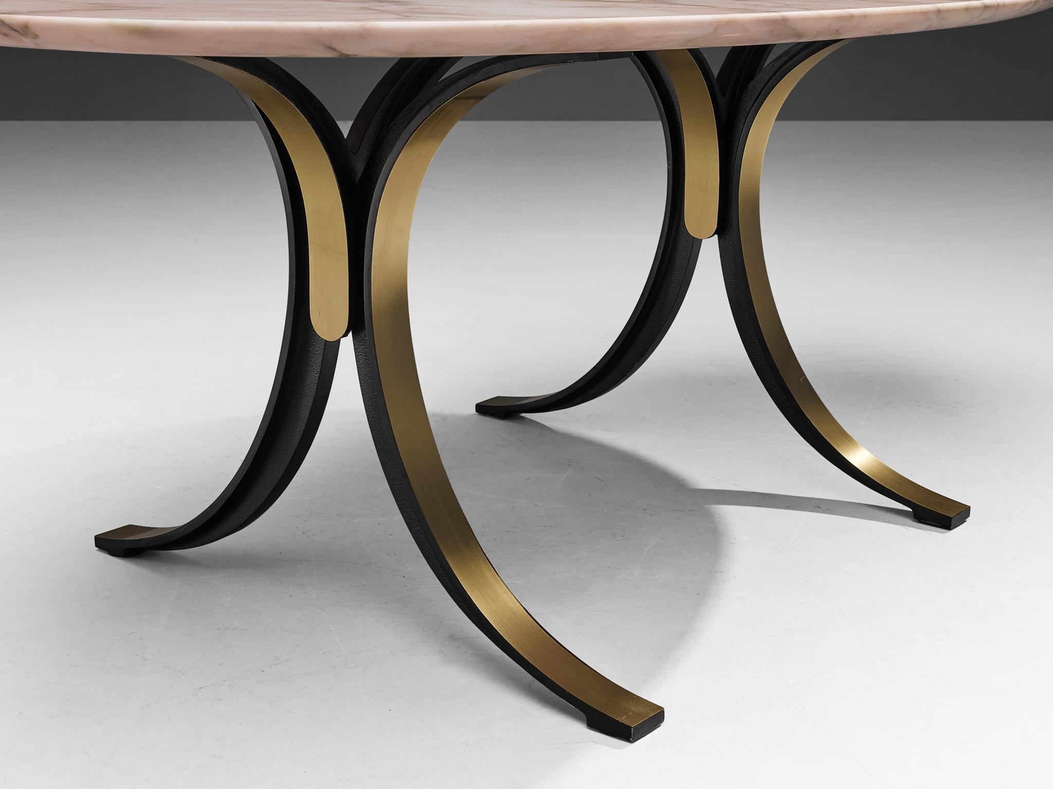 Osvaldo Borsani & Eugenio Gerli for Tecno Oval Dining Table in Marble and Steel In Good Condition In Waalwijk, NL