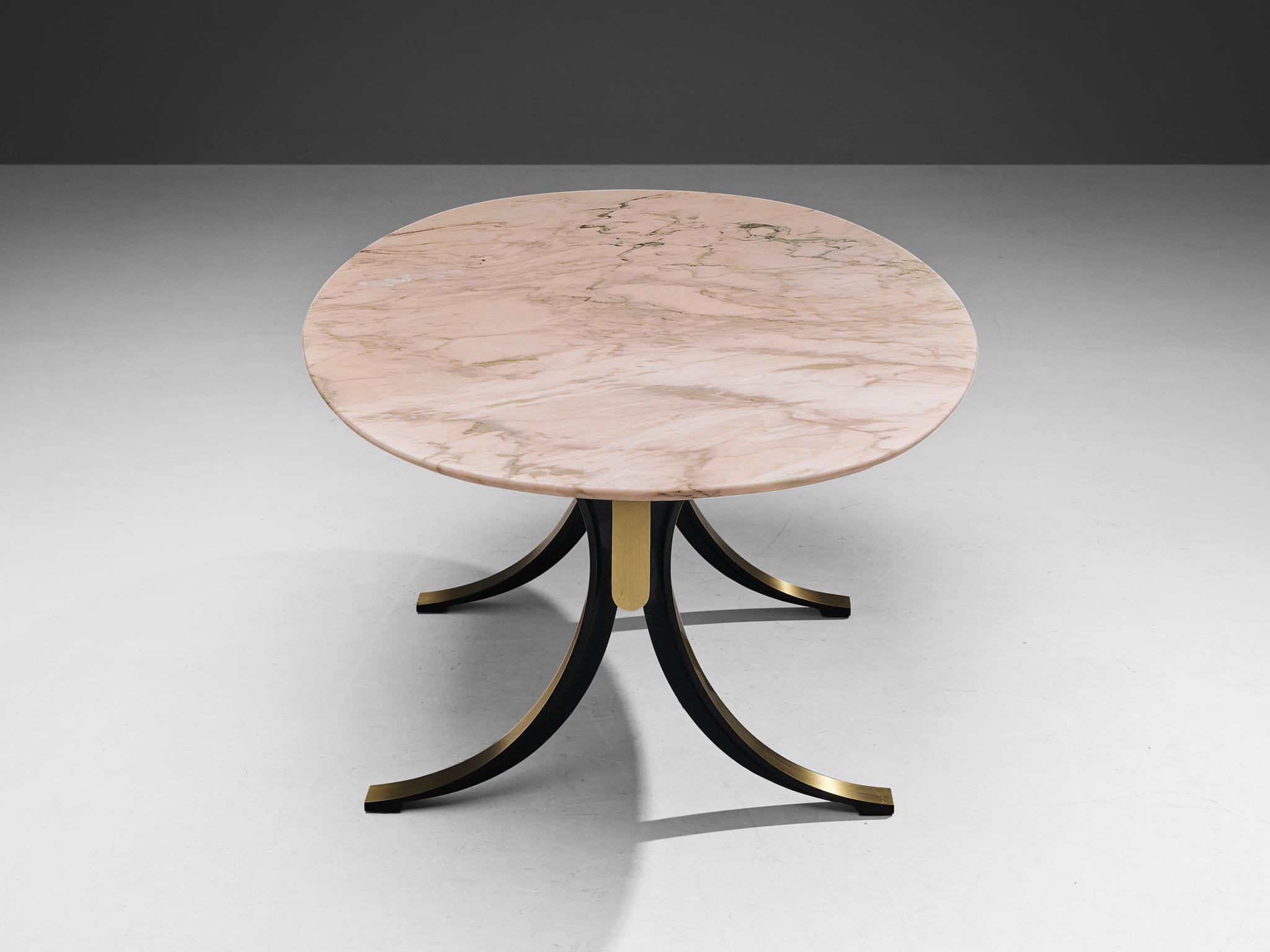 Mid-20th Century Osvaldo Borsani & Eugenio Gerli for Tecno Oval Dining Table in Marble and Steel