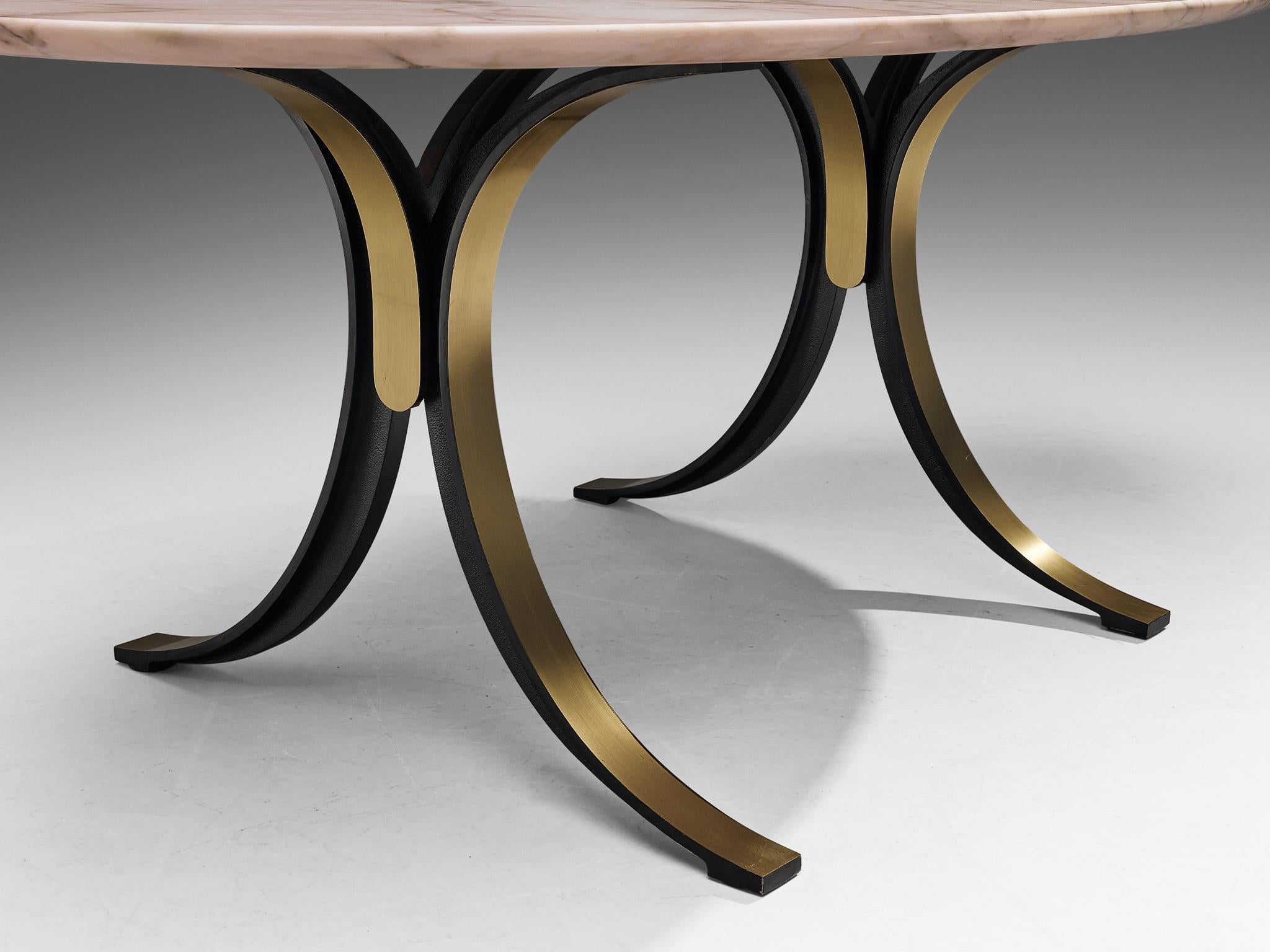 Osvaldo Borsani & Eugenio Gerli for Tecno Oval Dining Table in Marble  In Good Condition For Sale In Waalwijk, NL