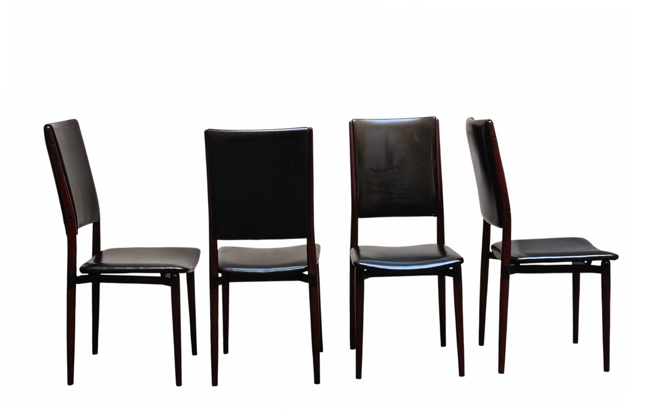 Mid-Century Modern Osvaldo Borsani & Eugenio Gerli per Tecno Set di 4 Sedie 