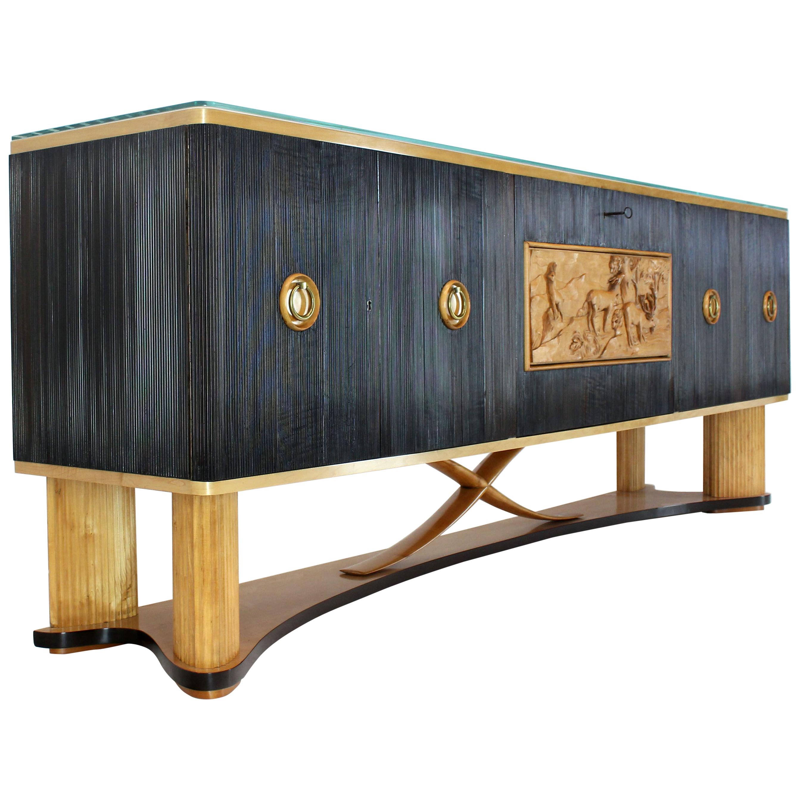Osvaldo Borsani Extra Long Sideboard Bar Cabinet Credenza Italian Modern
