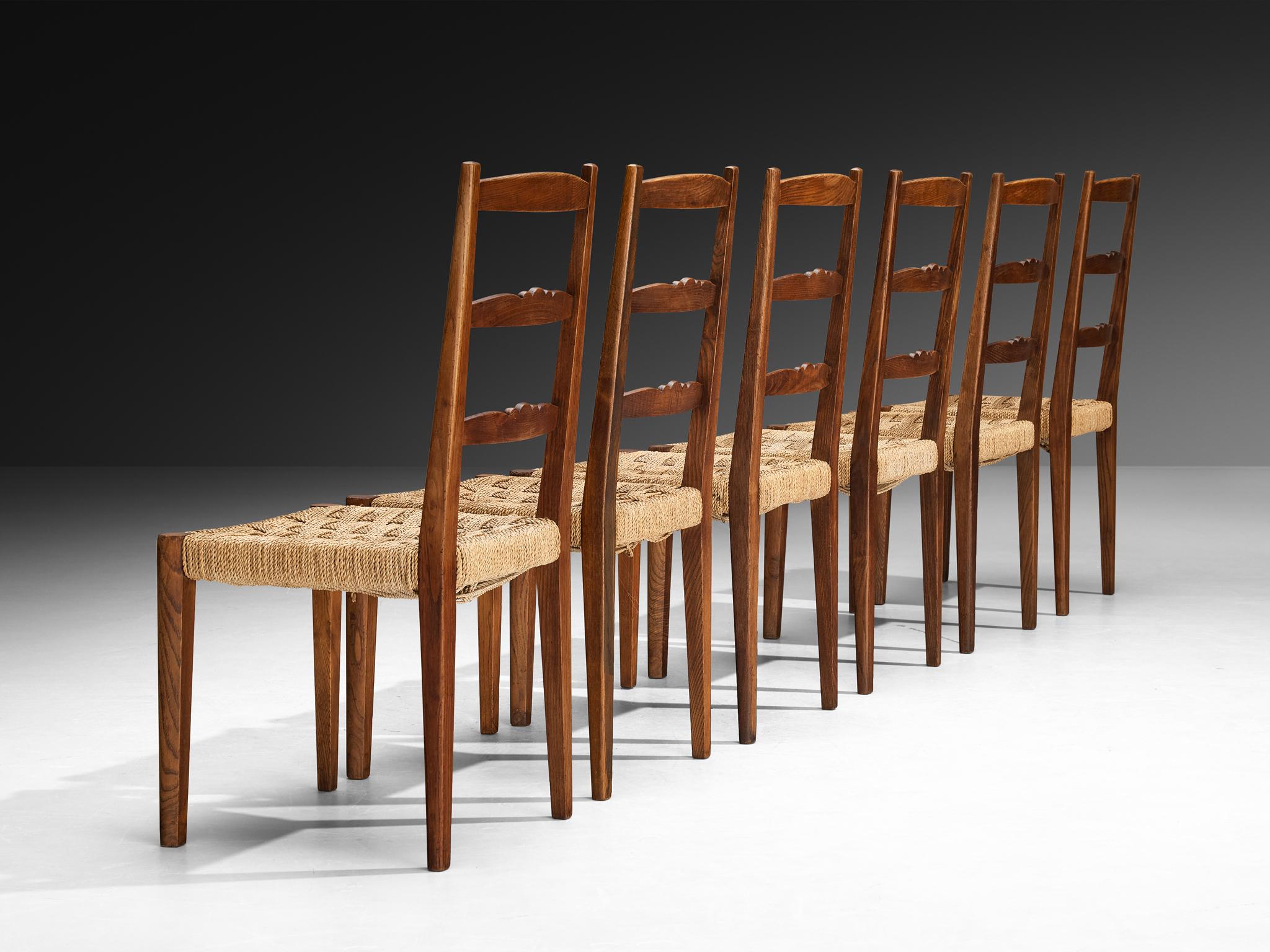 Osvaldo Borsani für ABV Arredamenti Borsani-Varedo Satz von sechs Esszimmerstühlen (Art déco) im Angebot