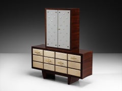 Osvaldo Borsani for ABV Cabinet in Wood, Parchment with Mirrored Doors
