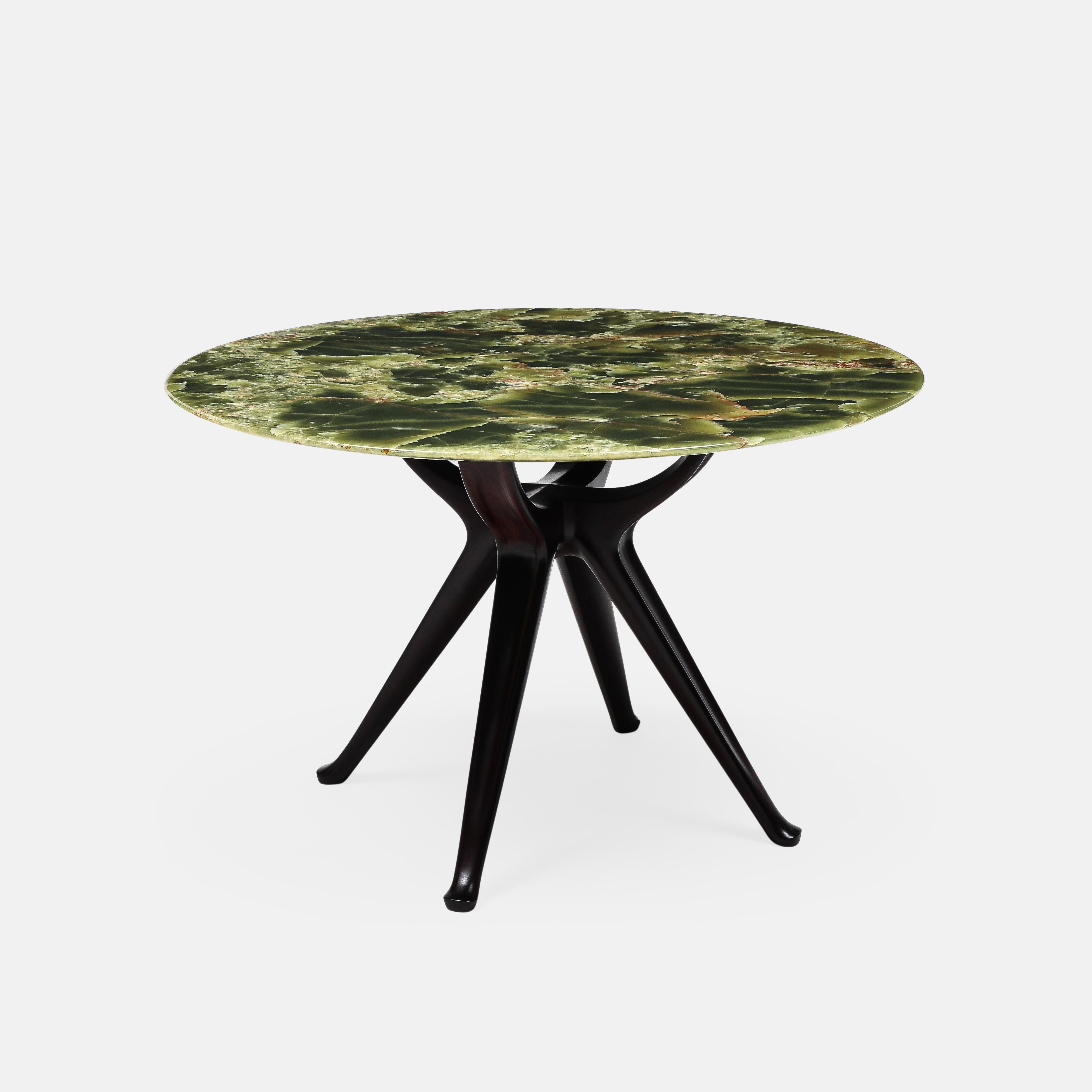 Osvaldo Borsani for AVB Rare Onyx and Mahogany Dining or Center Table Model 7969 (Moderne der Mitte des Jahrhunderts) im Angebot