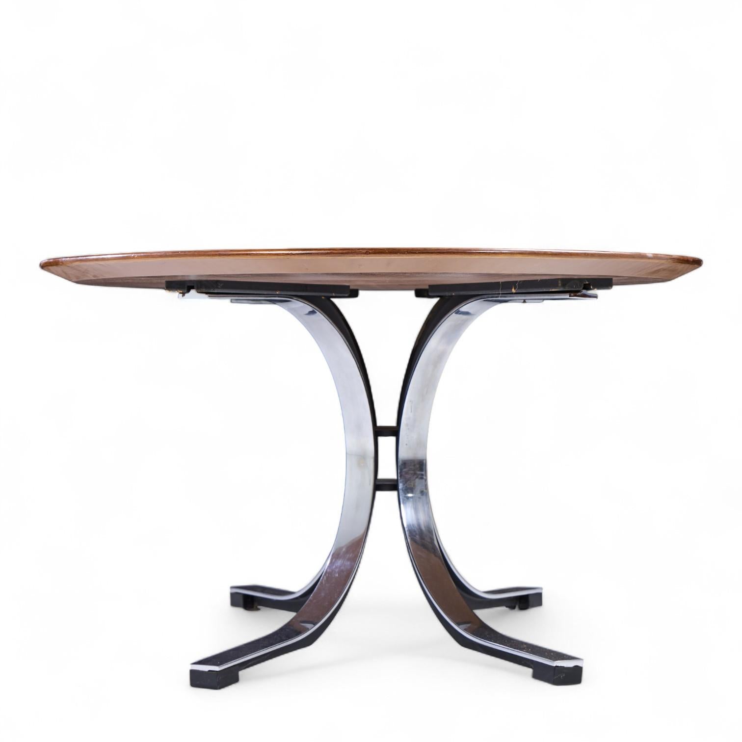 Osvaldo Borsani for Stow & Davis Starburst Walnut and Steel Oval Dining Table en Bueno estado para la venta en Franklin Park, IL