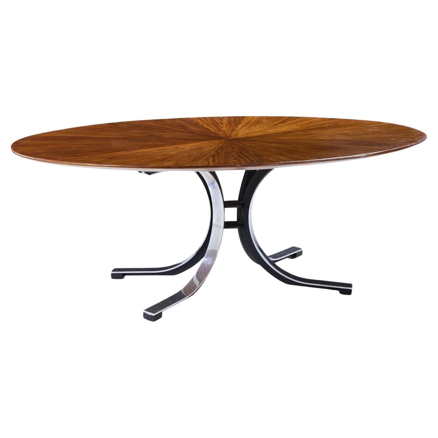 Osvaldo Borsani for Stow & Davis Starburst Walnut and Steel Oval Dining Table