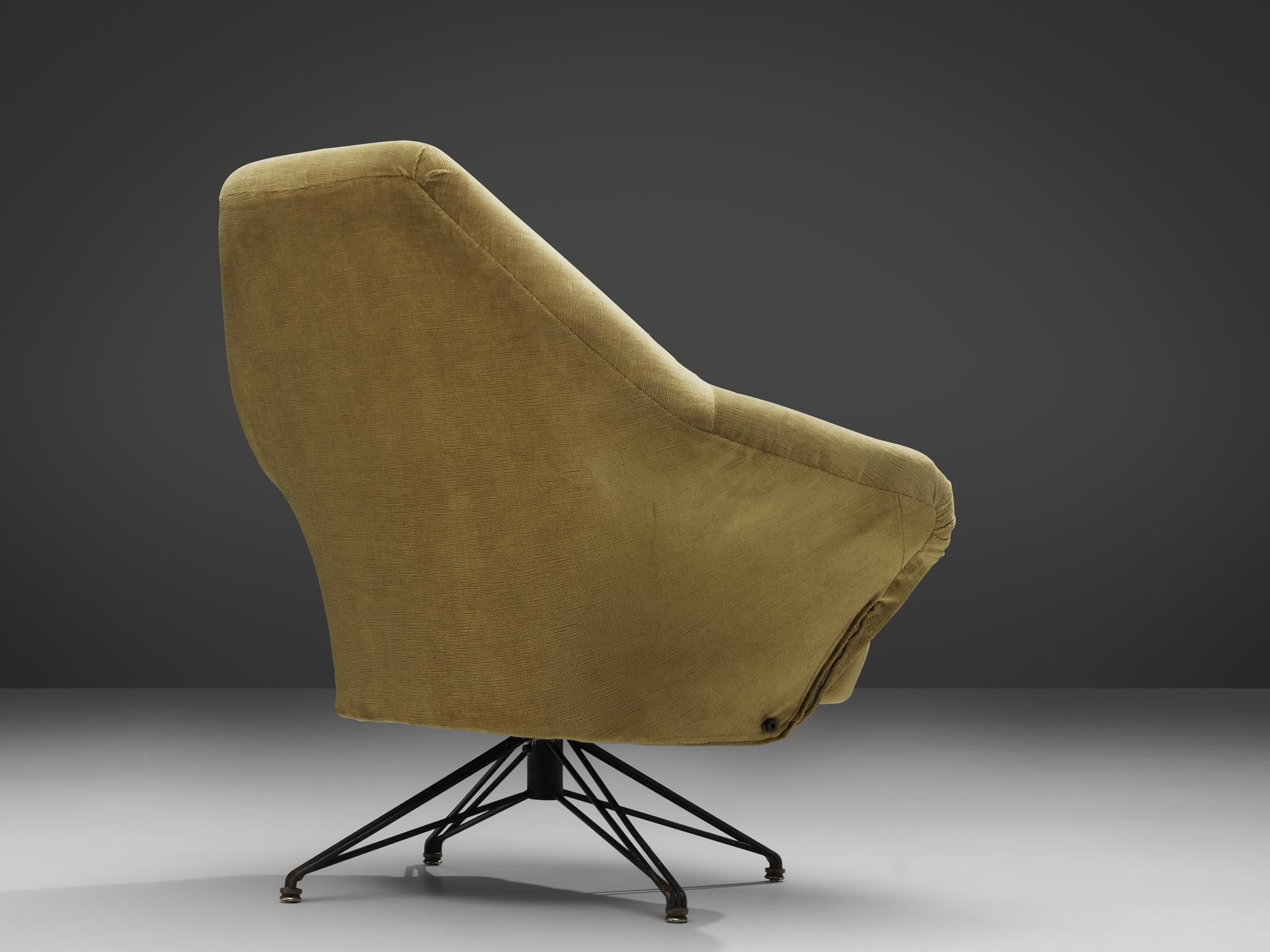 Mid-20th Century Osvaldo Borsani for Tecno Armchair in Velvet Upholstery For Sale