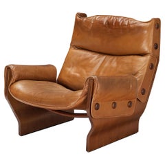 Vintage Osvaldo Borsani for Tecno 'Canada' Lounge Chair in Cognac Leather 