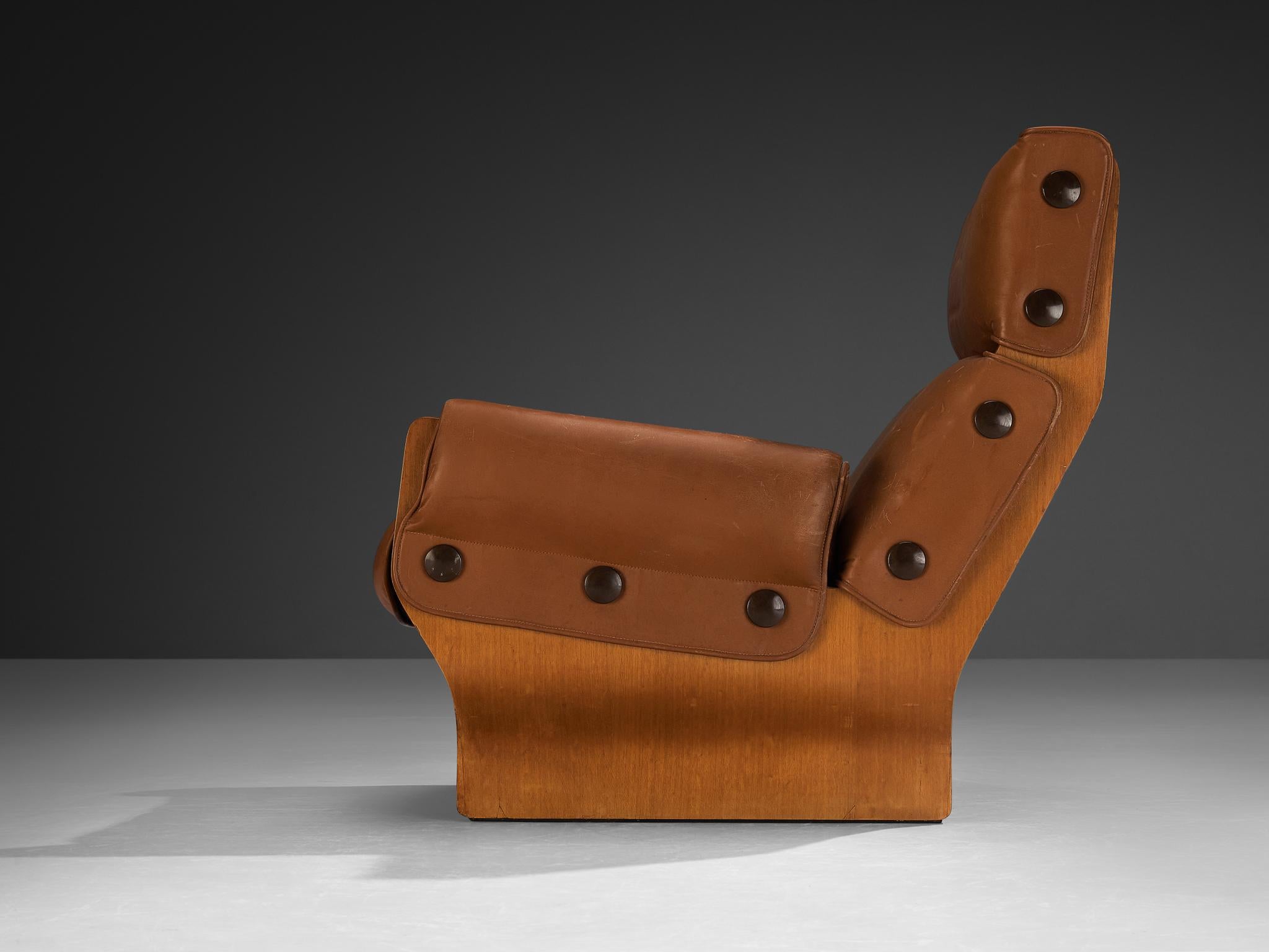 Mid-20th Century Osvaldo Borsani for Tecno 'Canada' Lounge Chair in Leather For Sale