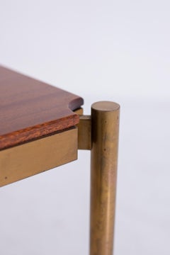 Mesa baja de latón y madera Osvaldo Borsani para Tecno