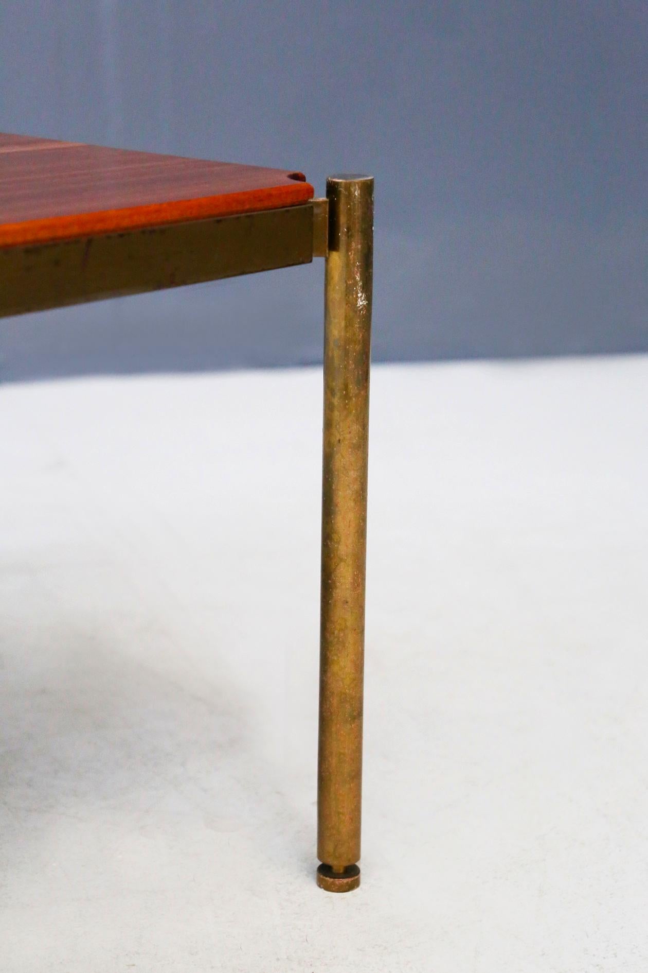 Italian Osvaldo Borsani for Tecno Coffee Table Midcentury in Brass and Wood, 1950s