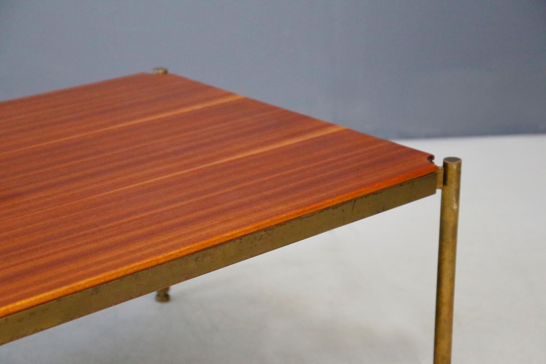 Mid-20th Century Osvaldo Borsani for Tecno Coffee Table Midcentury in Brass and Wood, 1950s