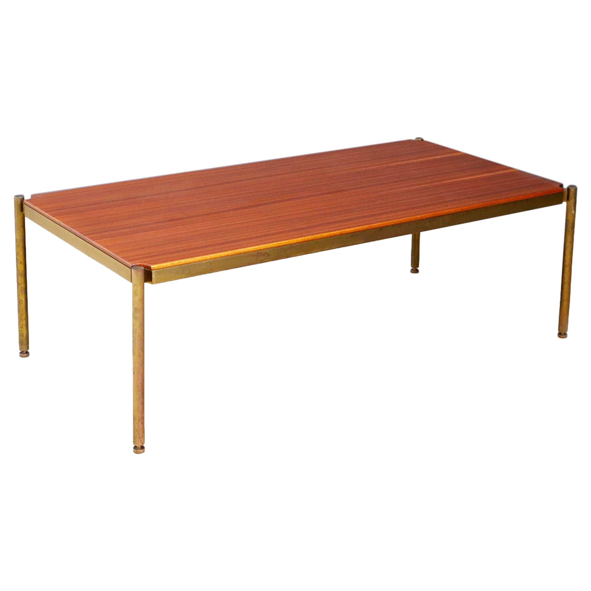 Osvaldo Borsani for Tecno Coffee Table Midcentury in Brass and Wood, 1950s