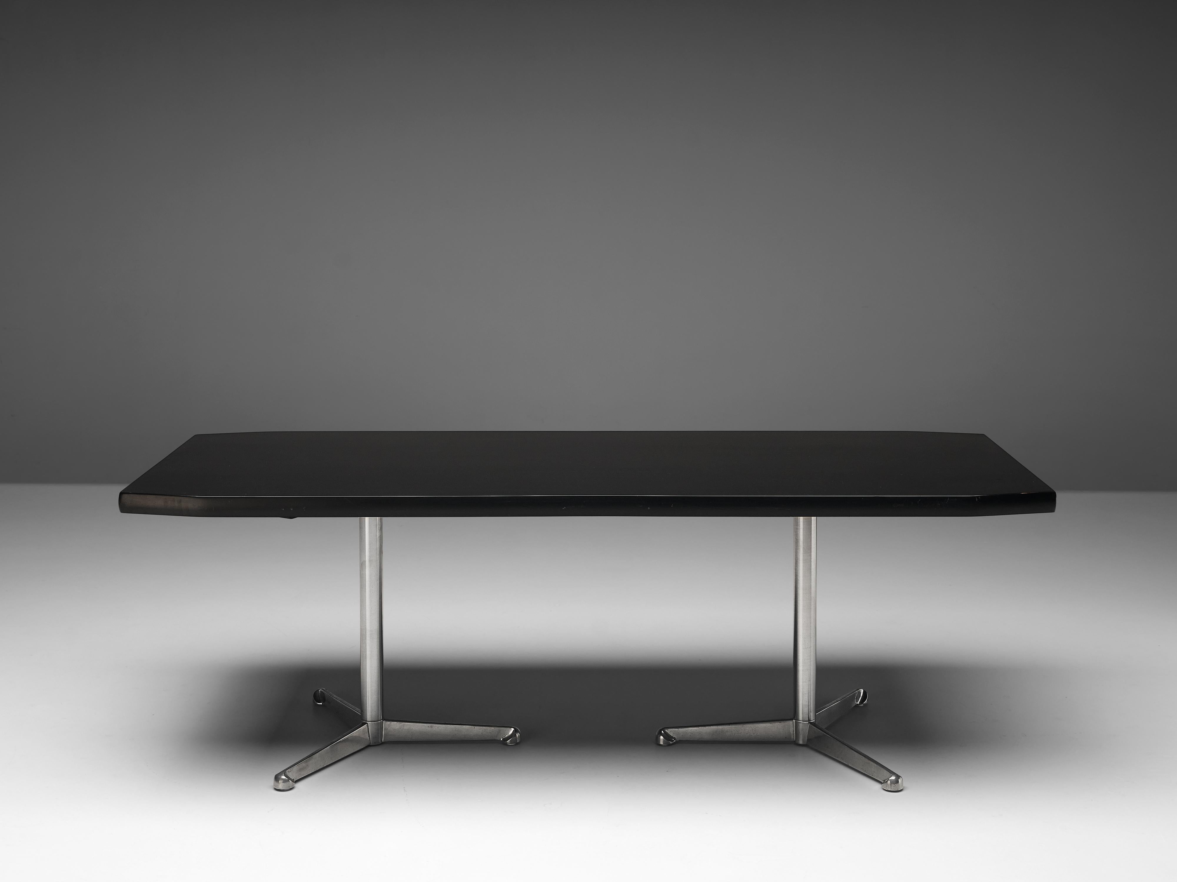 Mid-20th Century Osvaldo Borsani for Tecno Conference or Dining Table in Wood and Metal